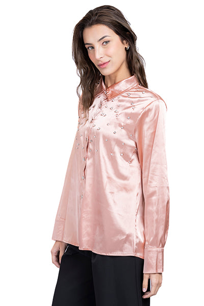 Camisa Satinada Con Brillos MALVA