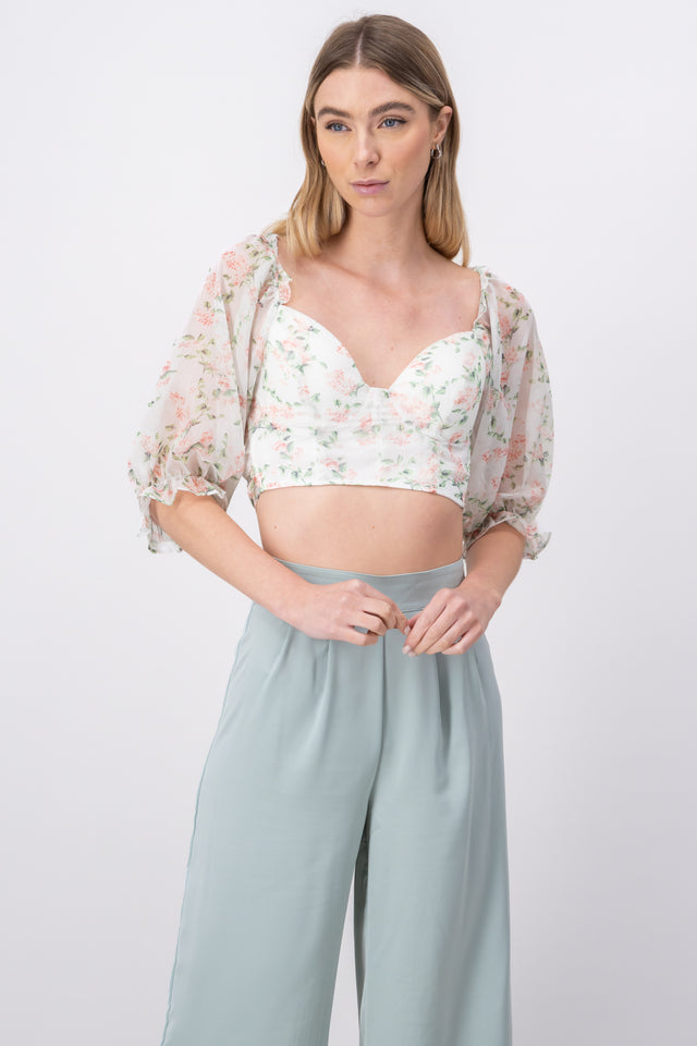 Top crop estampado flores