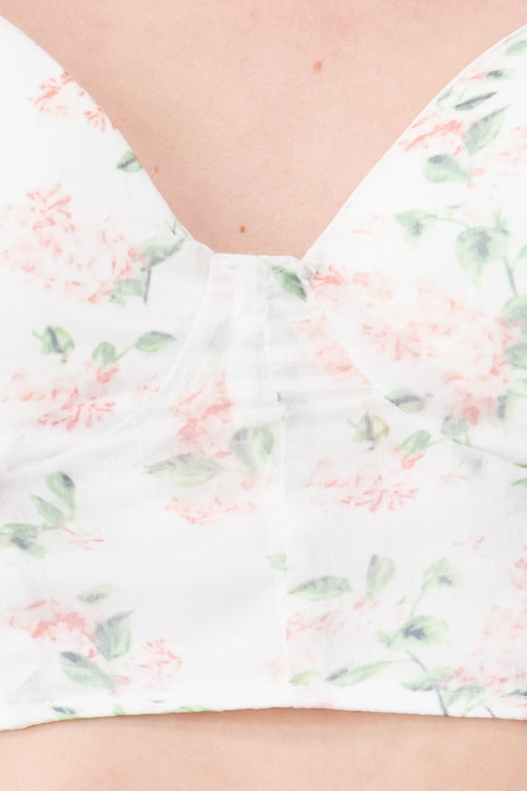 Top crop estampado flores BLANCO COMBO