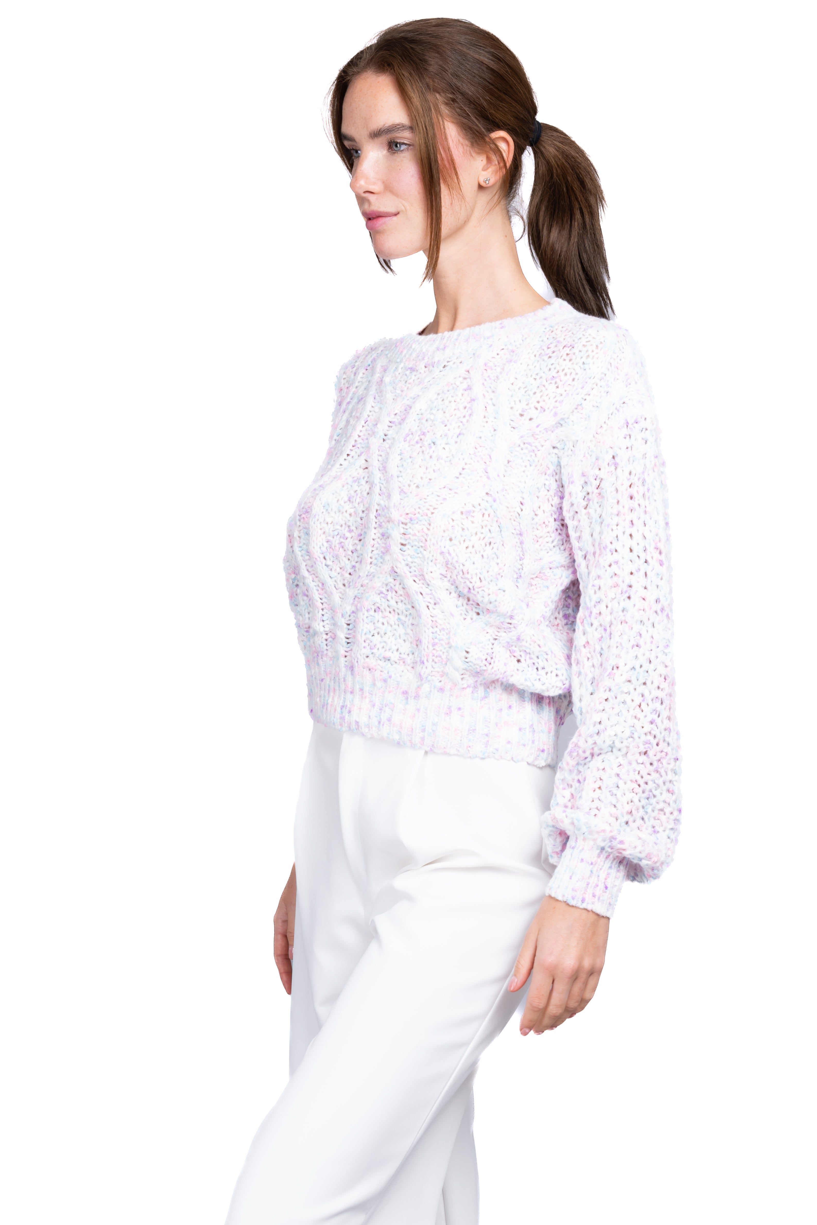 Sueter tejido detalle textura MORADO COMBO