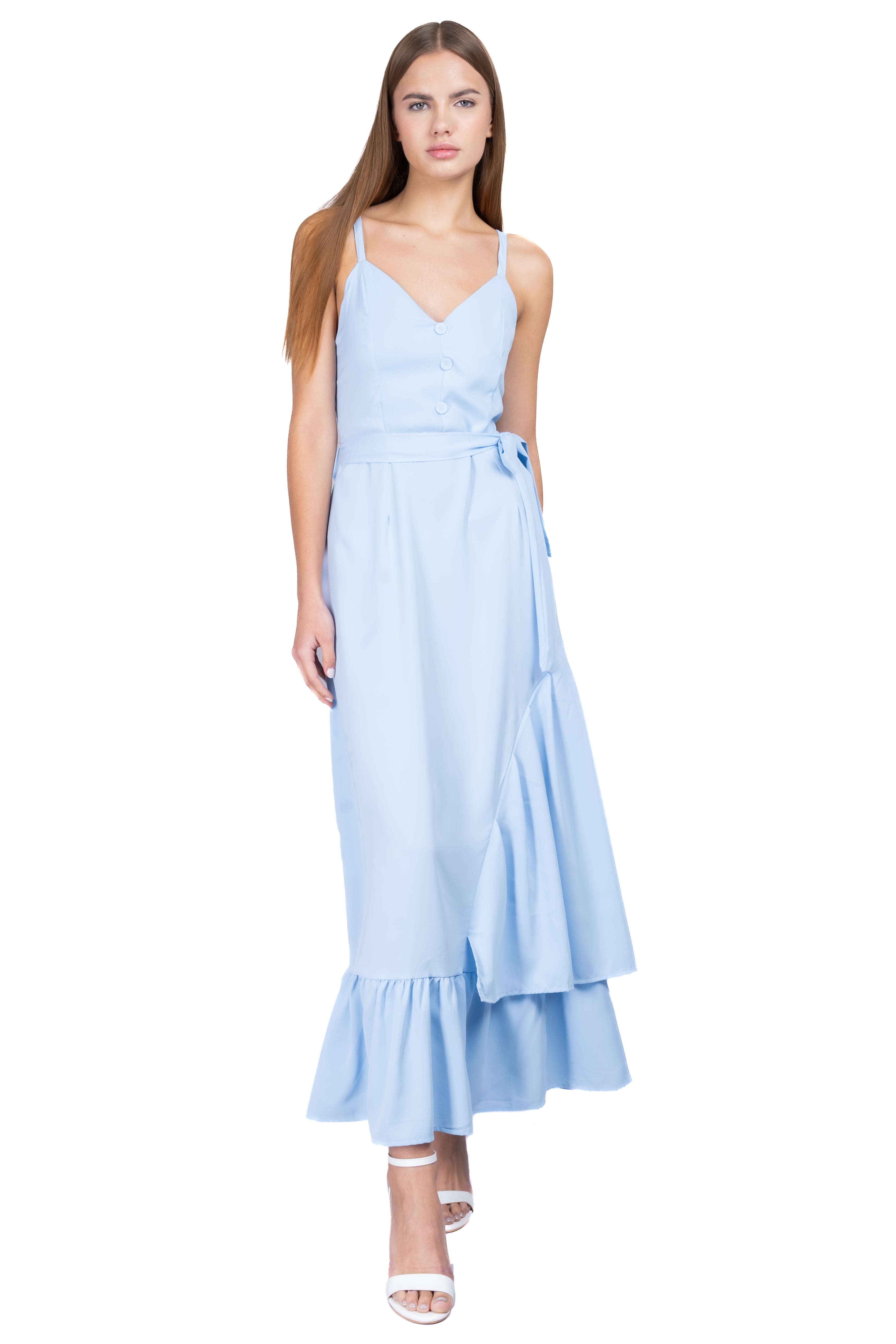 Vestido Maxi Olanes Botones AZUL CIELO
