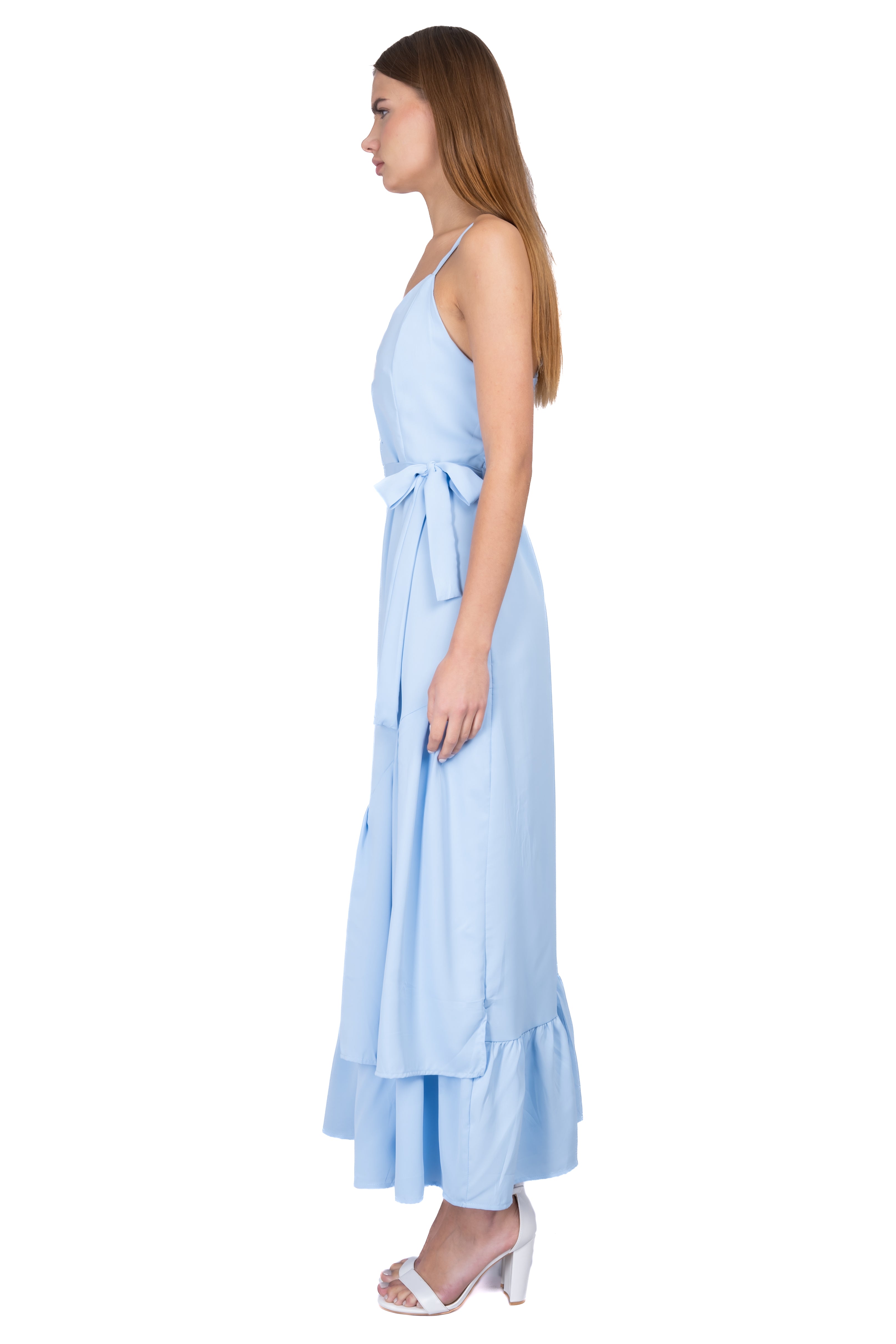 Vestido Maxi Olanes Botones AZUL CIELO