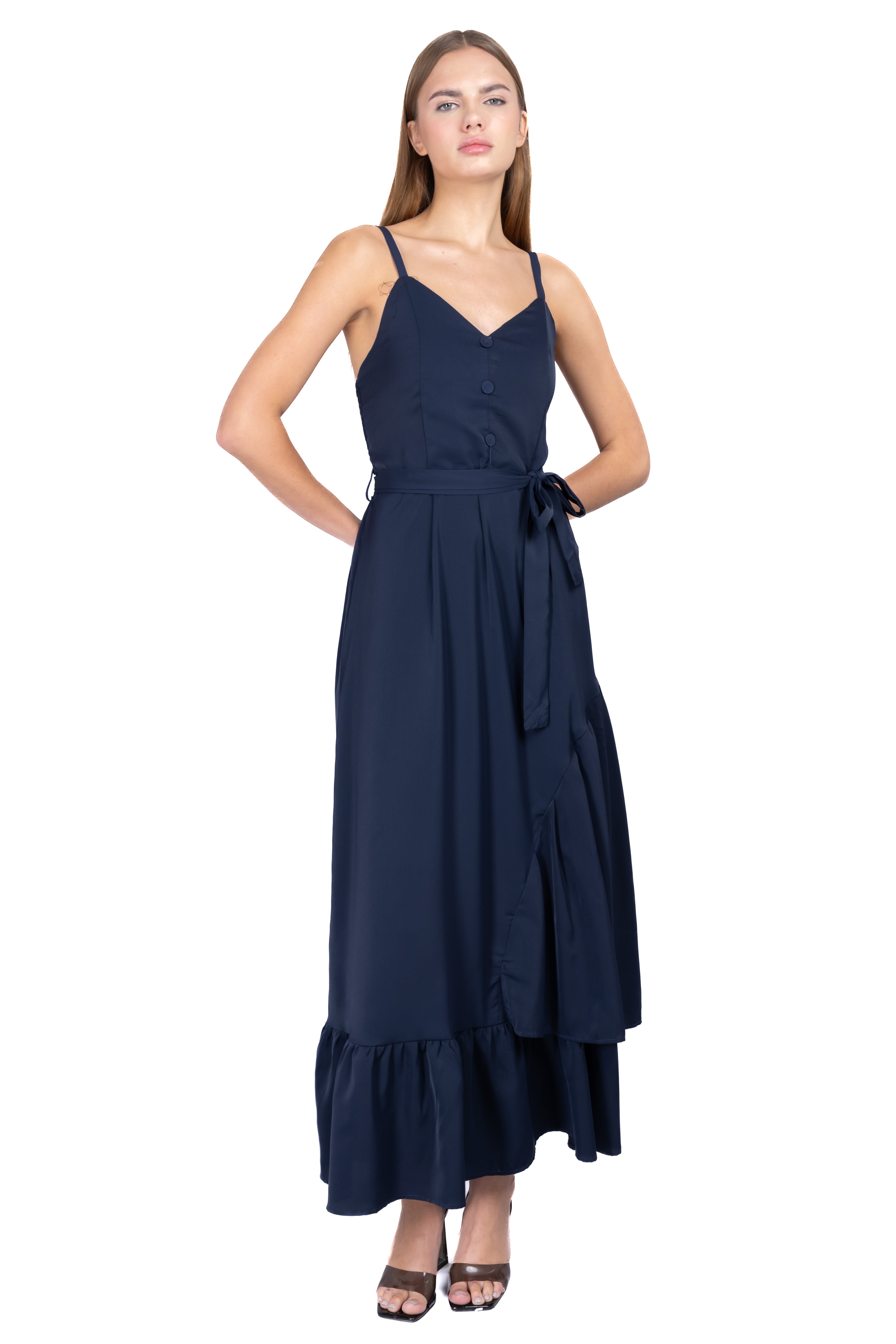 Vestido Maxi Olanes Botones AZUL REY