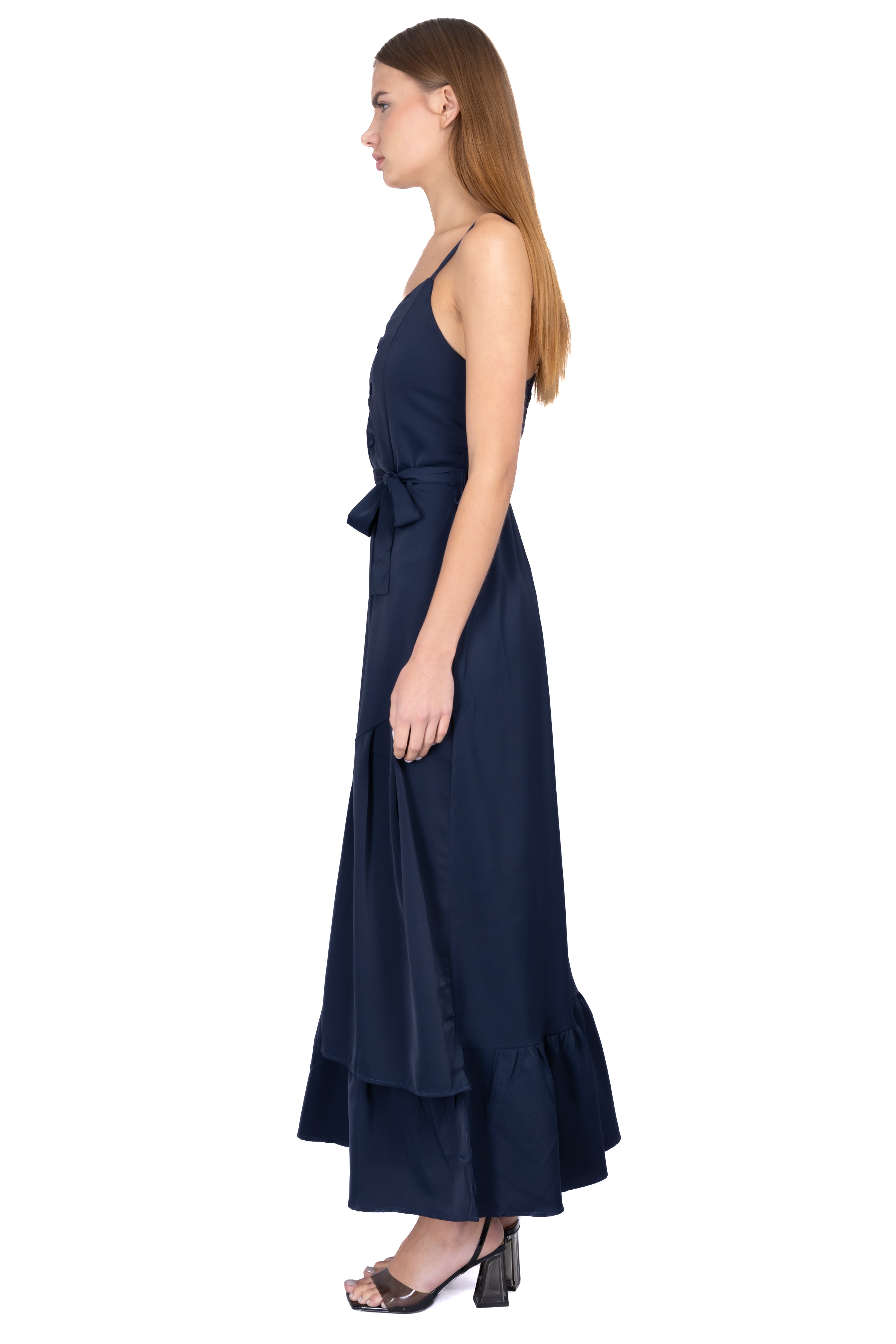 Vestido Maxi Olanes Botones AZUL REY