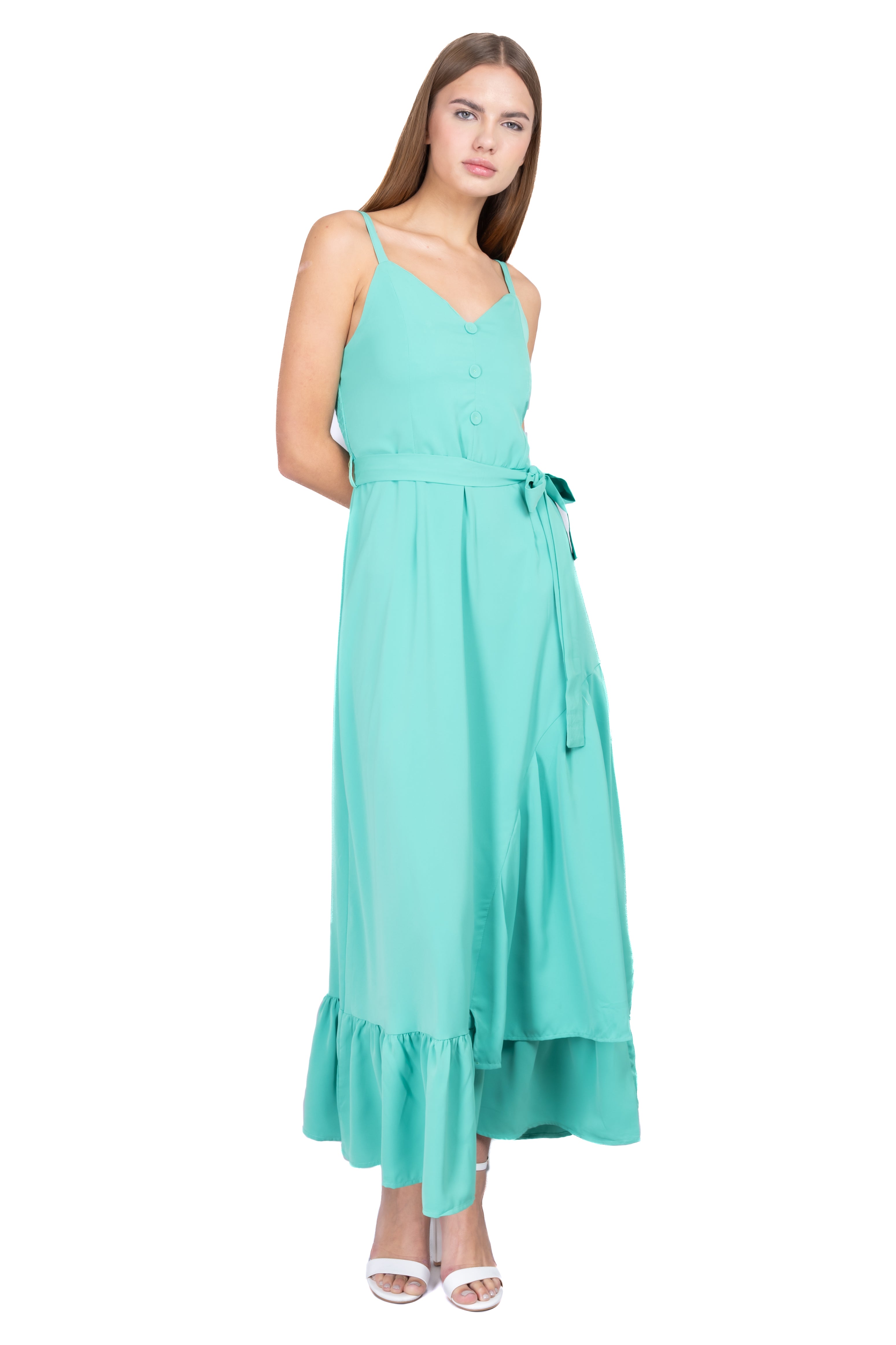 Vestido Maxi Olanes Botones VERDE