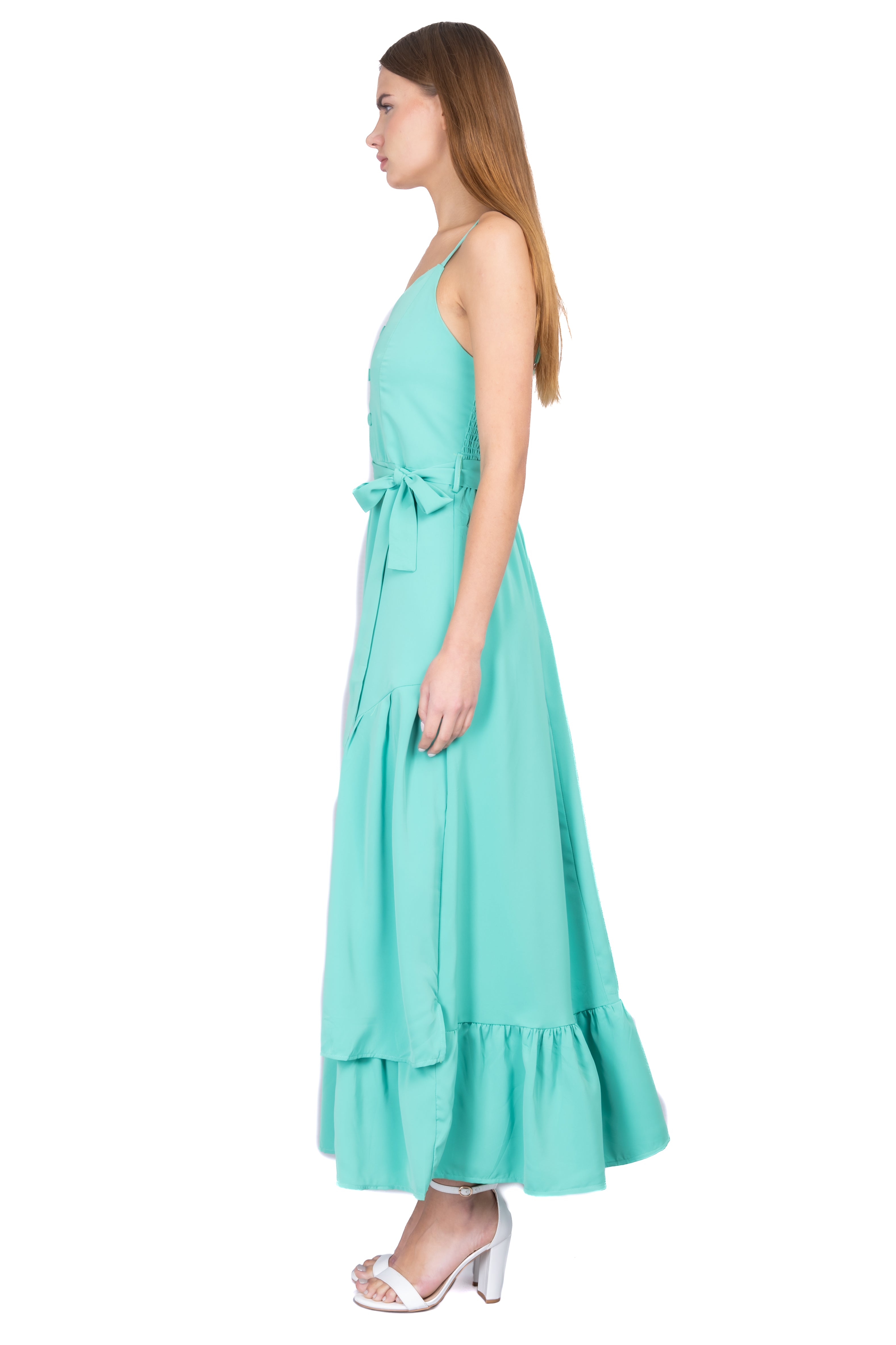 Vestido Maxi Olanes Botones VERDE