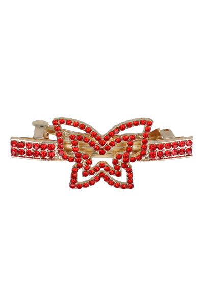 Broche mariposa brillos color ROJO