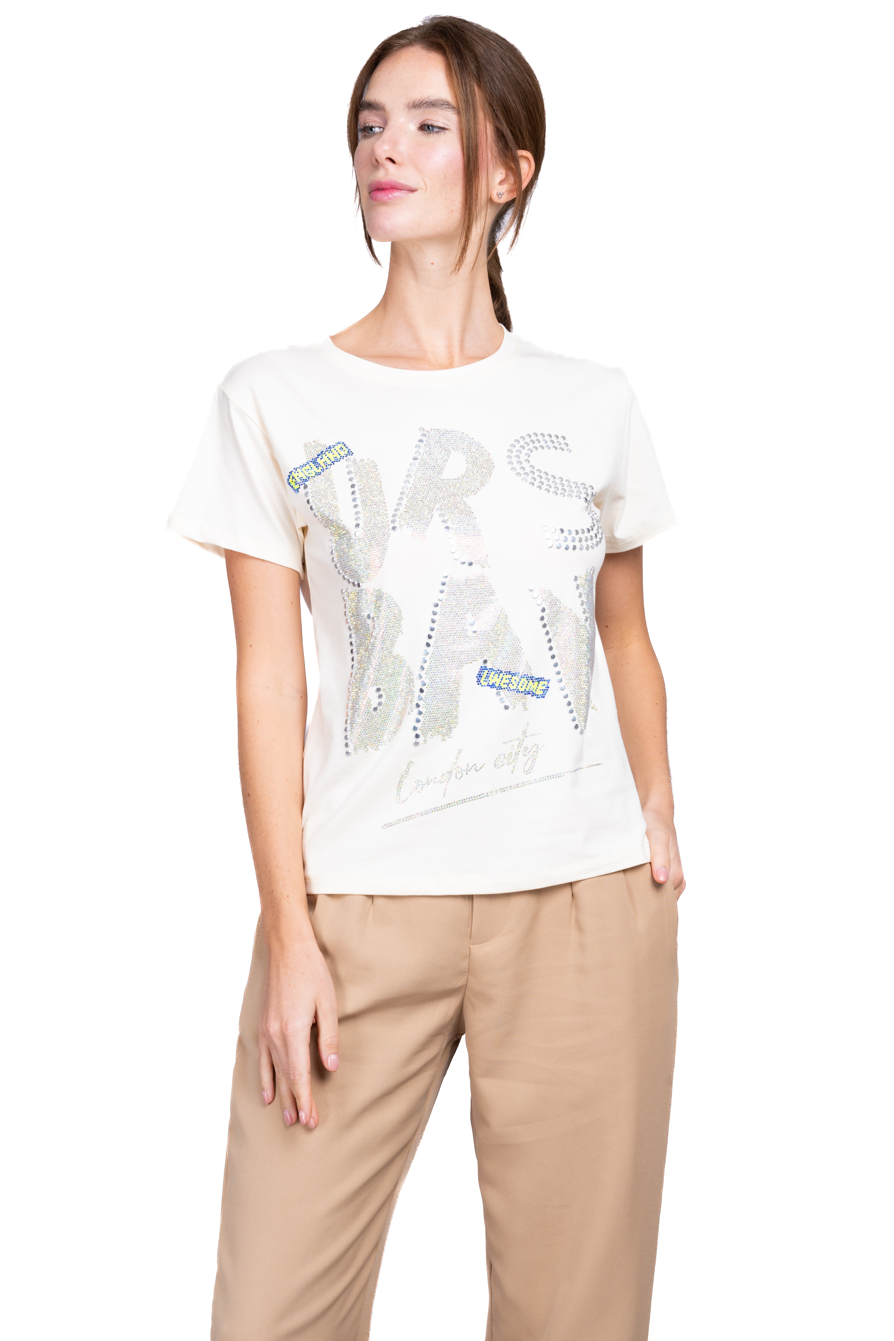 Playera frase brillos AMARILLO
