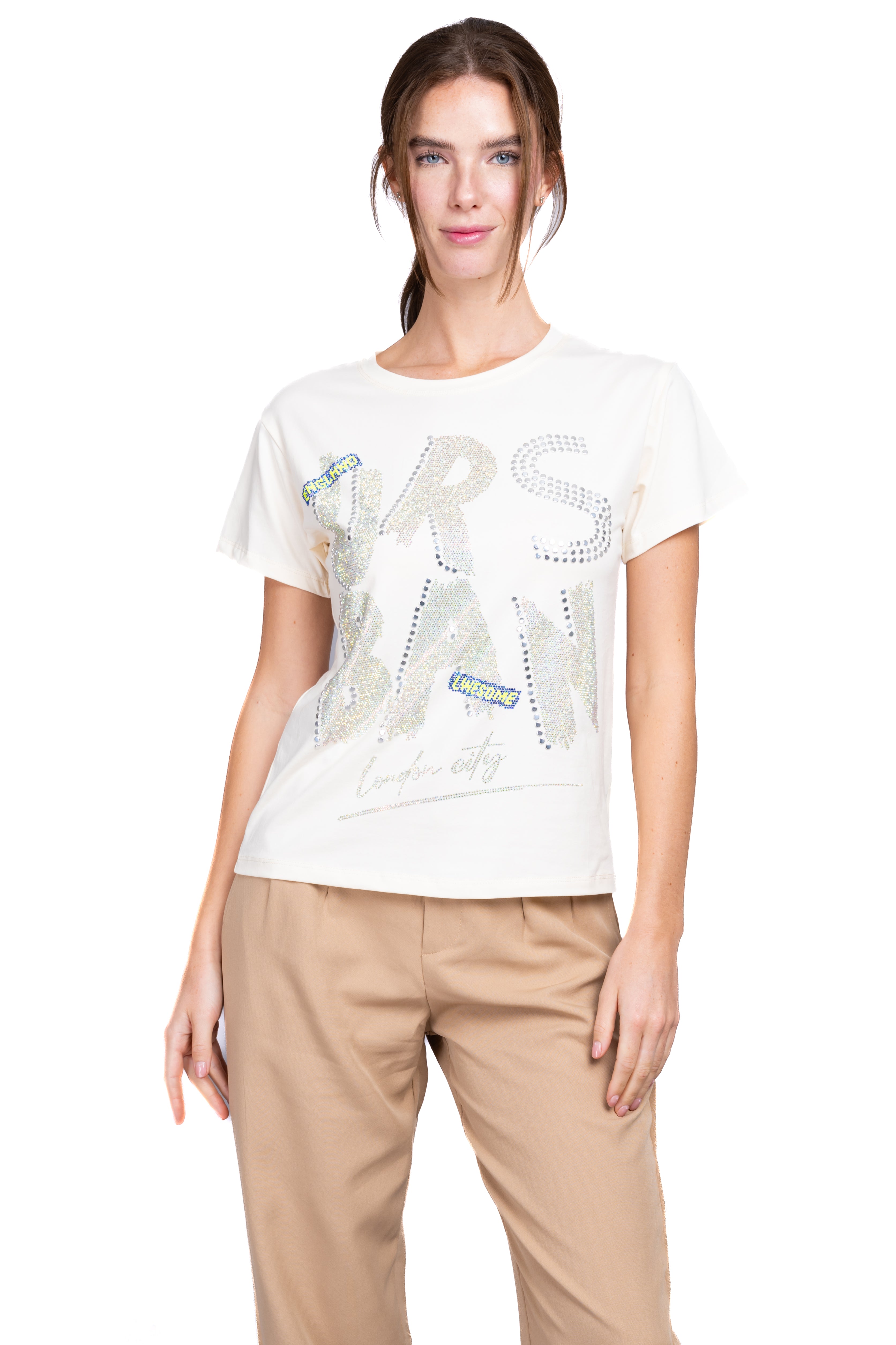 Playera frase brillos AMARILLO