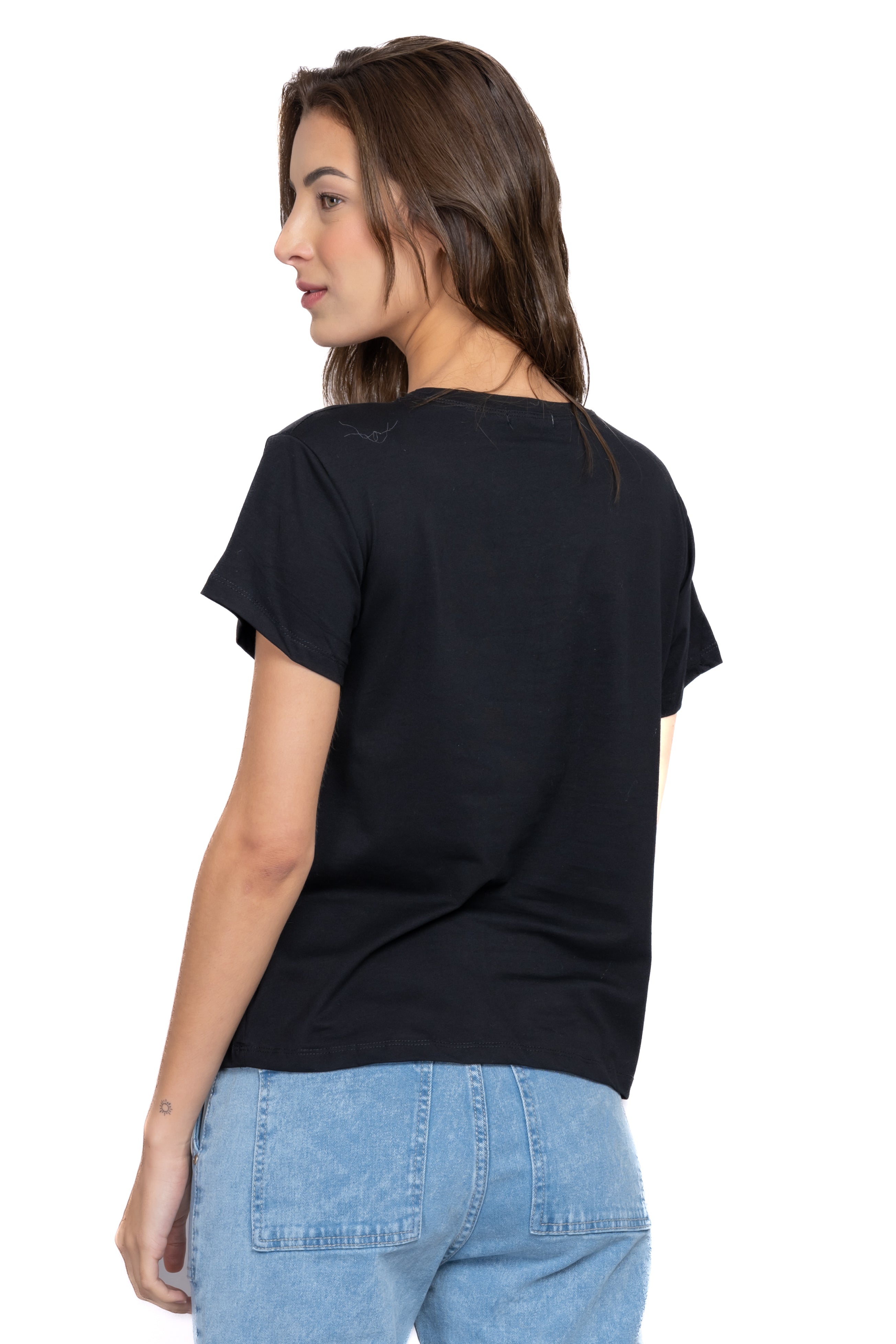 Playera frase brillos NEGRO