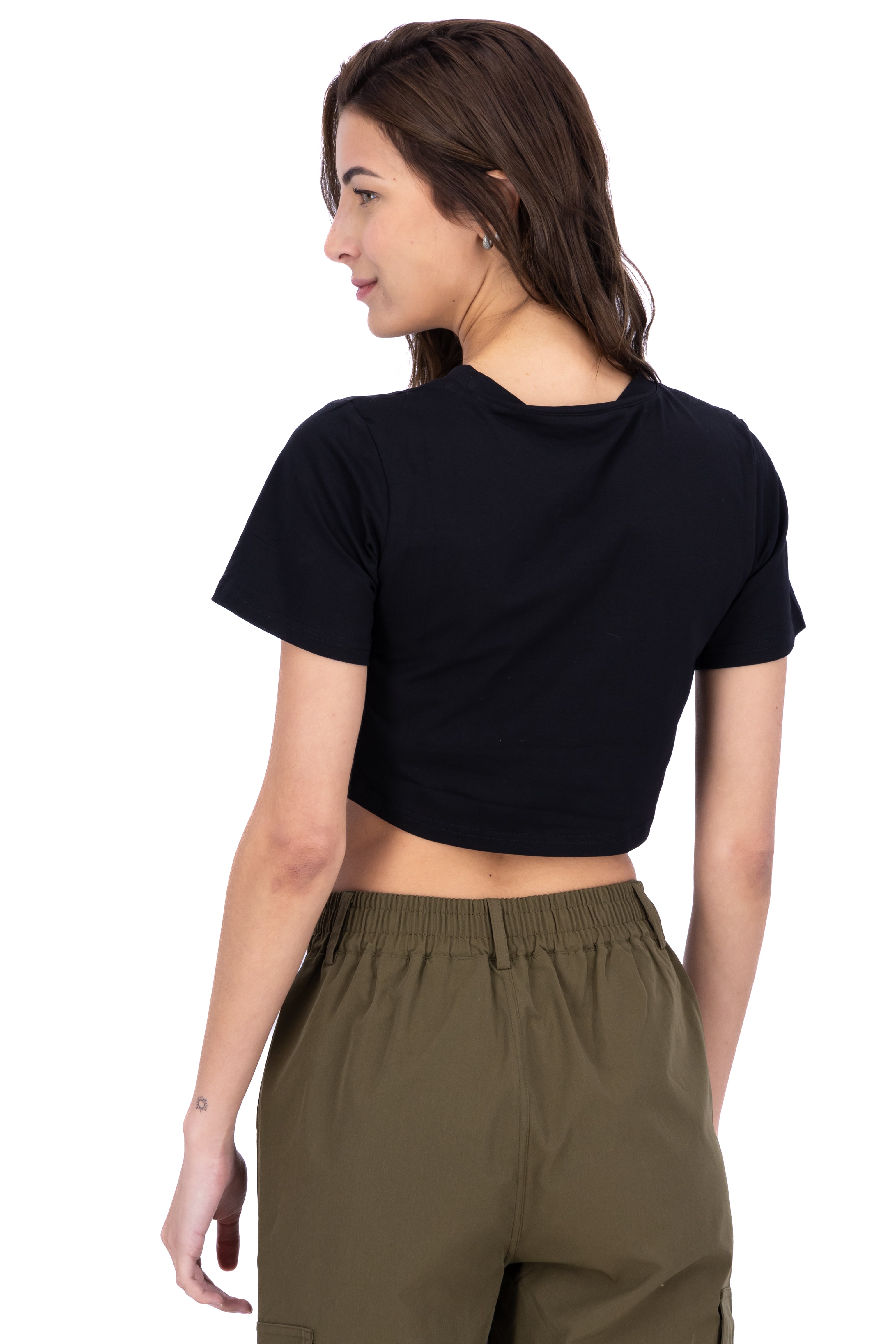 Playera crop estampado New York NEGRO