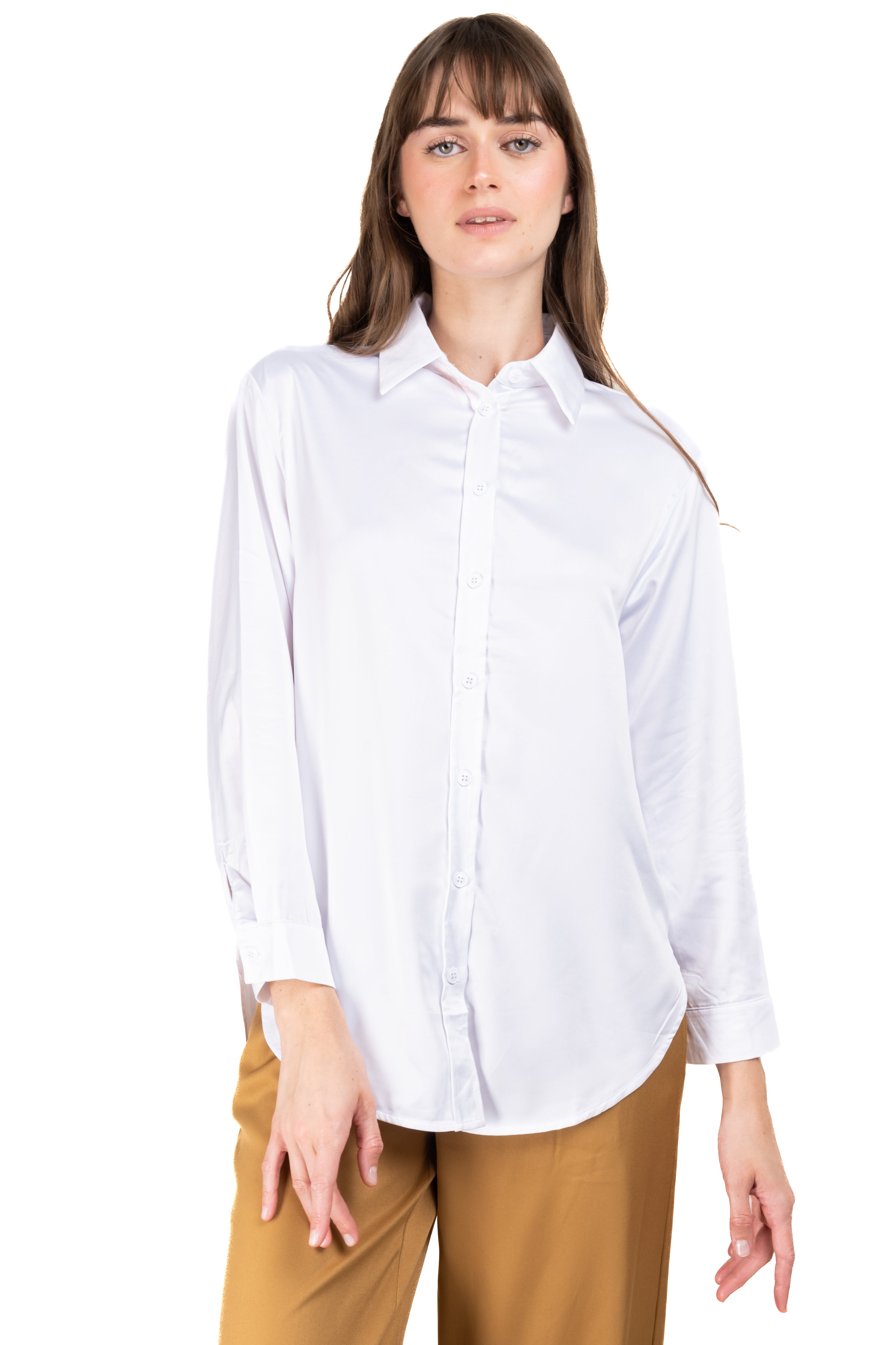 Camisa lisa satín BLANCO