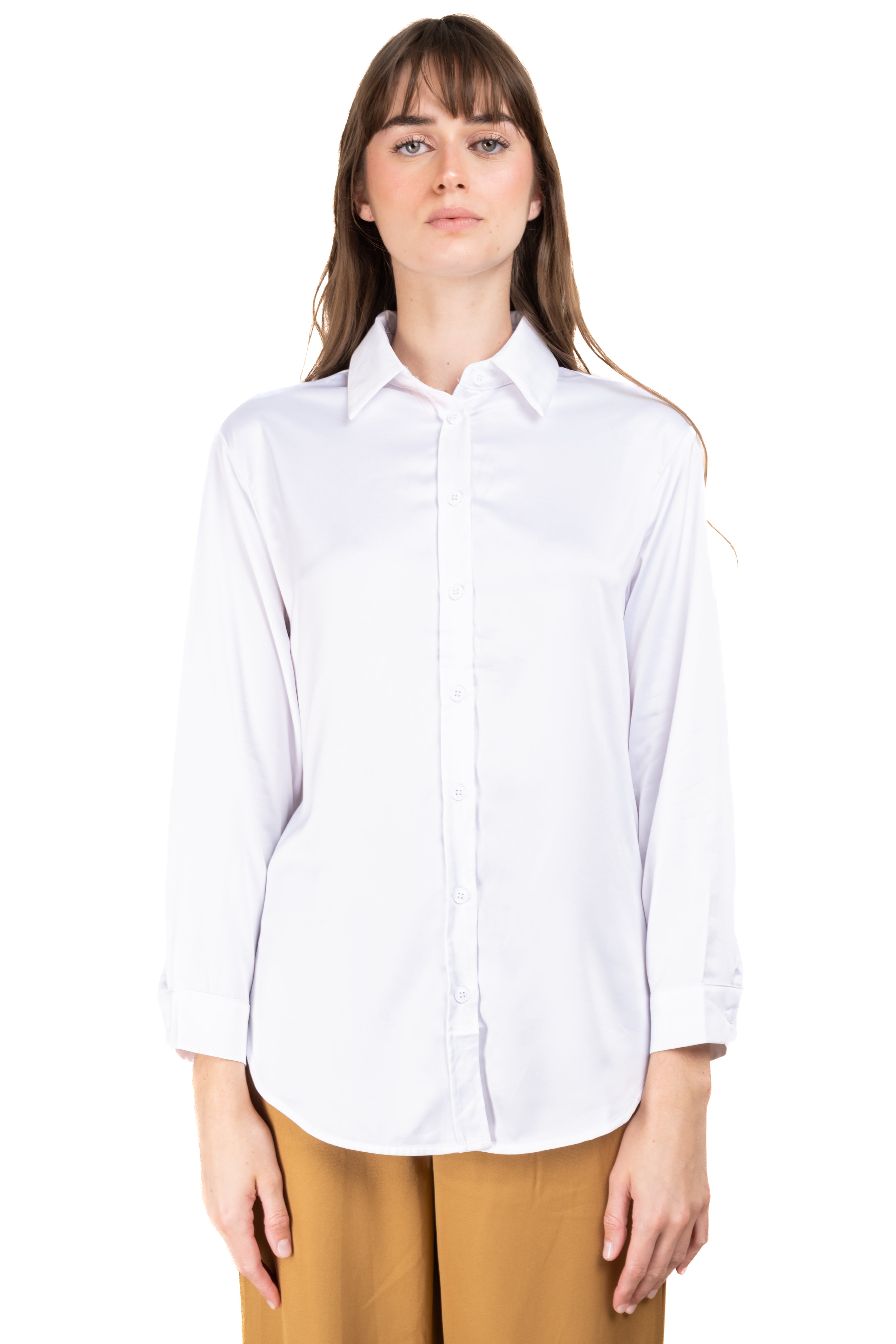 Camisa lisa satín BLANCO