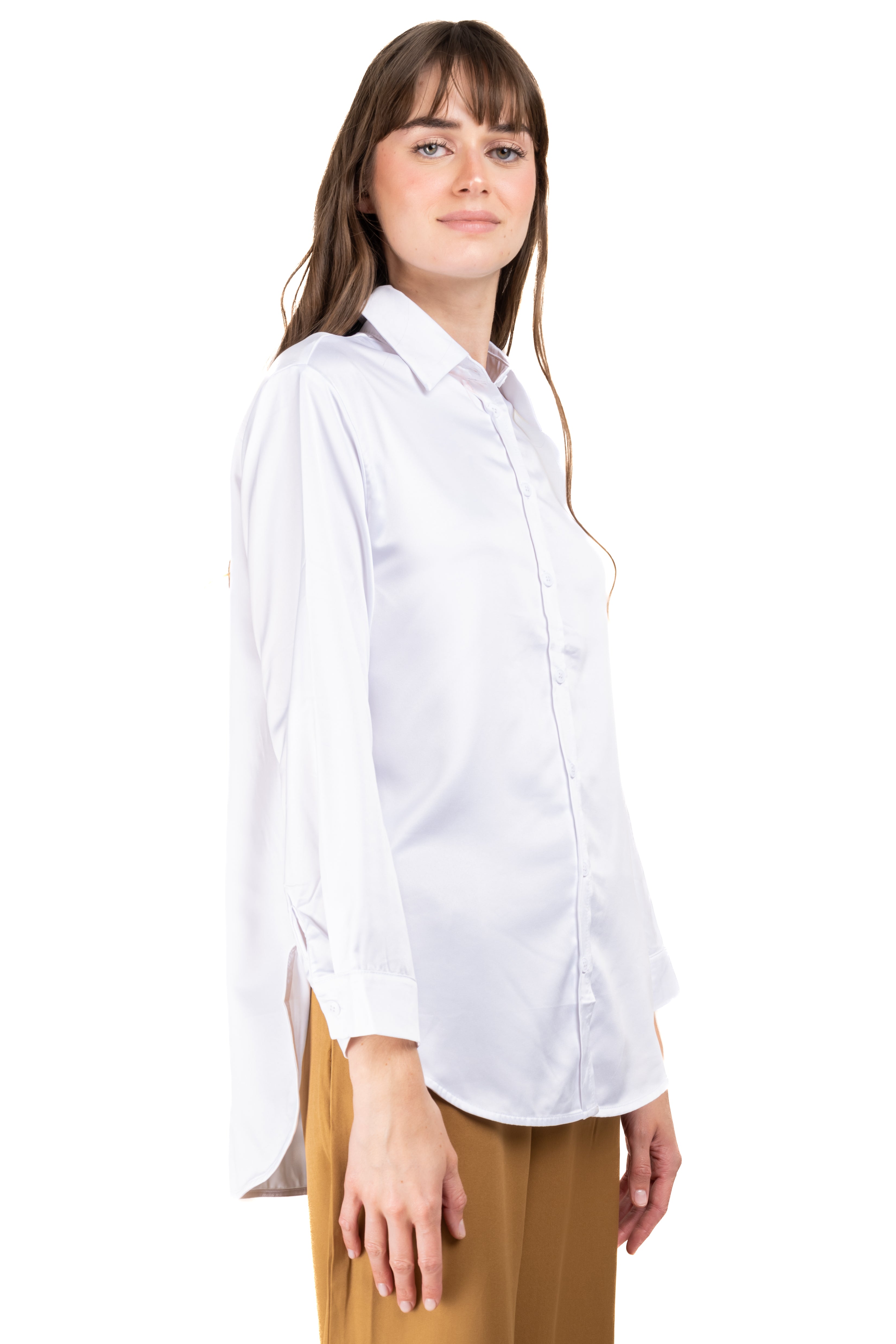 Camisa lisa satín BLANCO