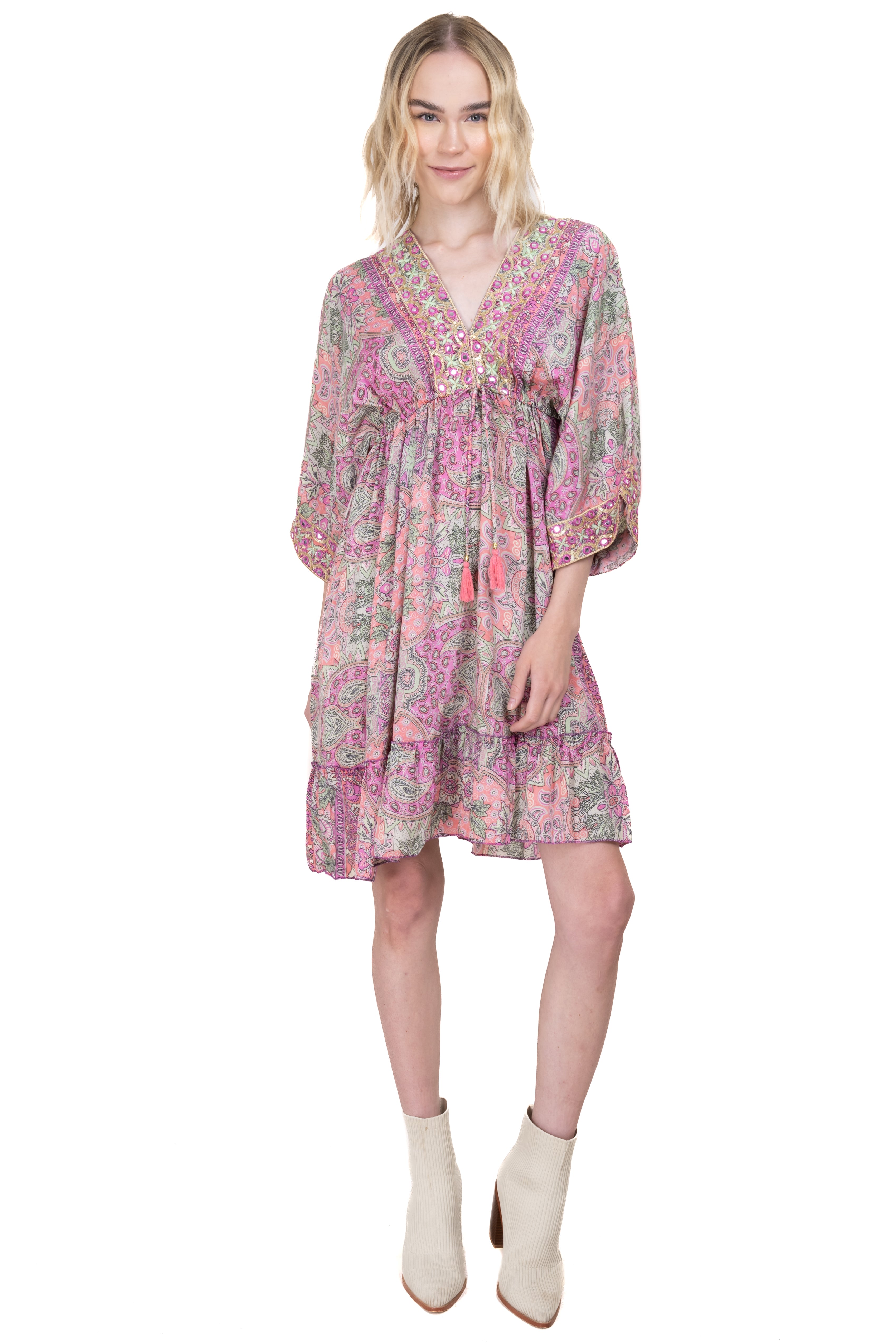 Vestido mini estampado paisley ROSA COMBO