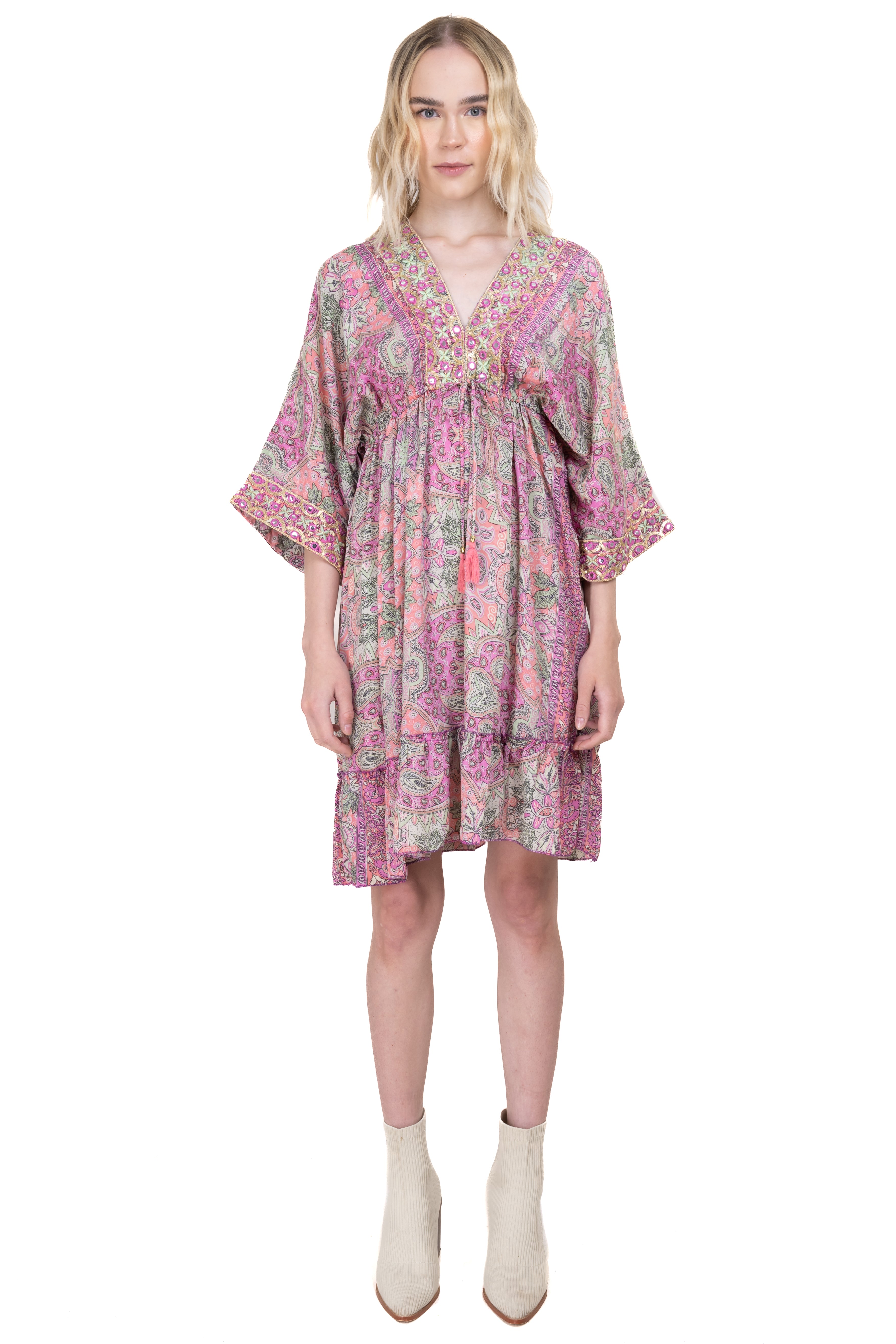 Vestido mini estampado paisley ROSA COMBO