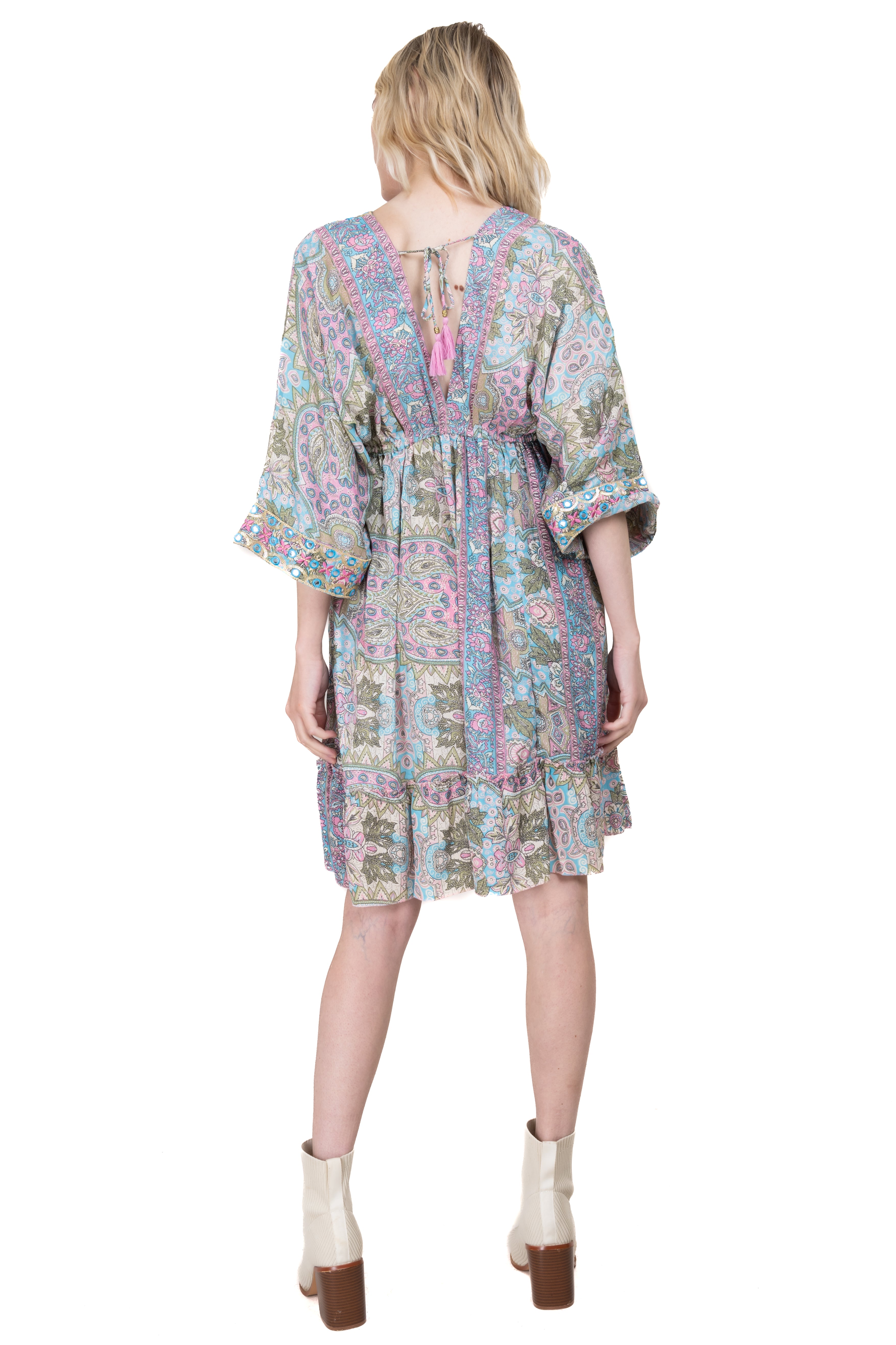 Vestido mini estampado paisley VERDE COMBO