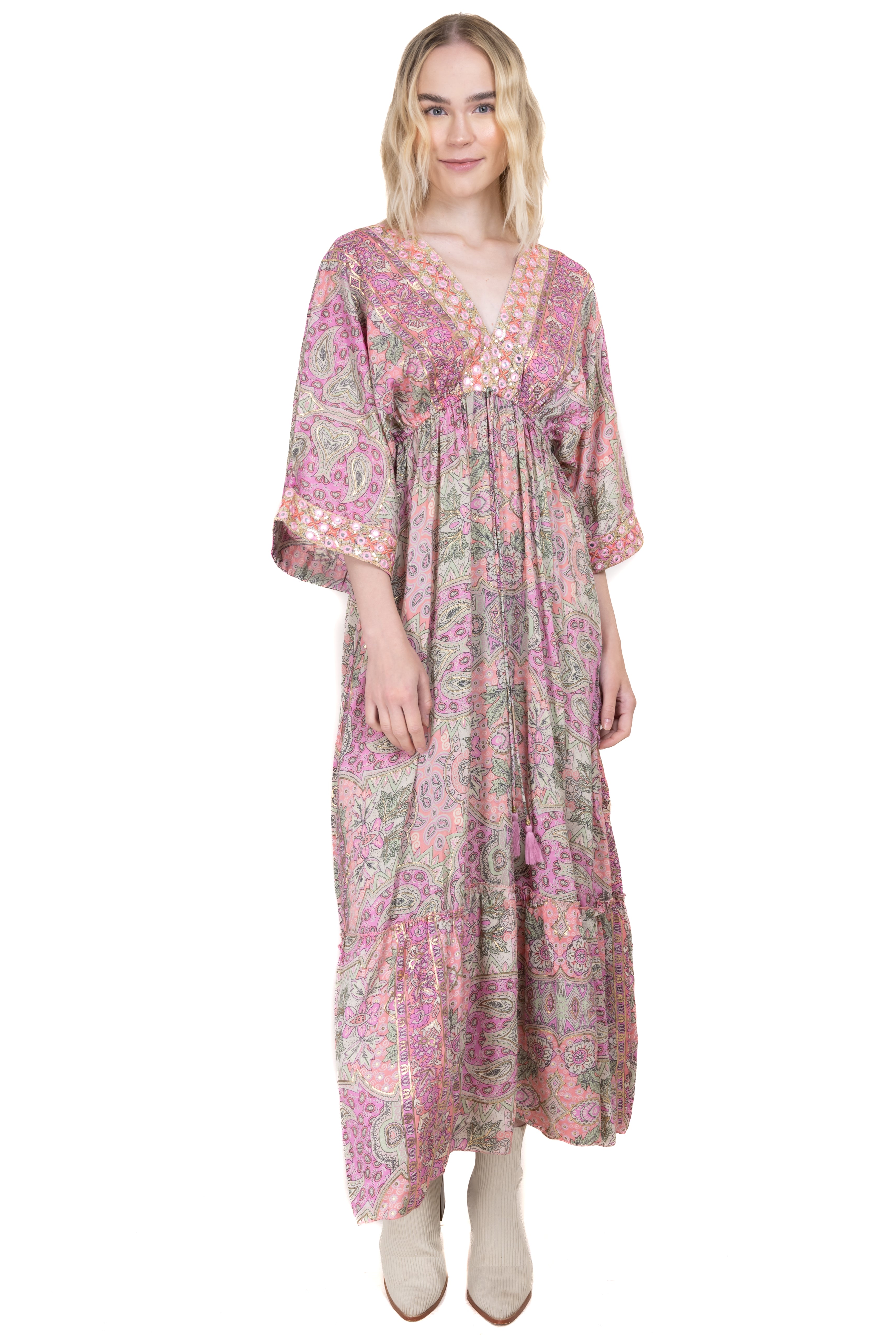 Vestido Maxi Olán Cintas ROSA COMBO
