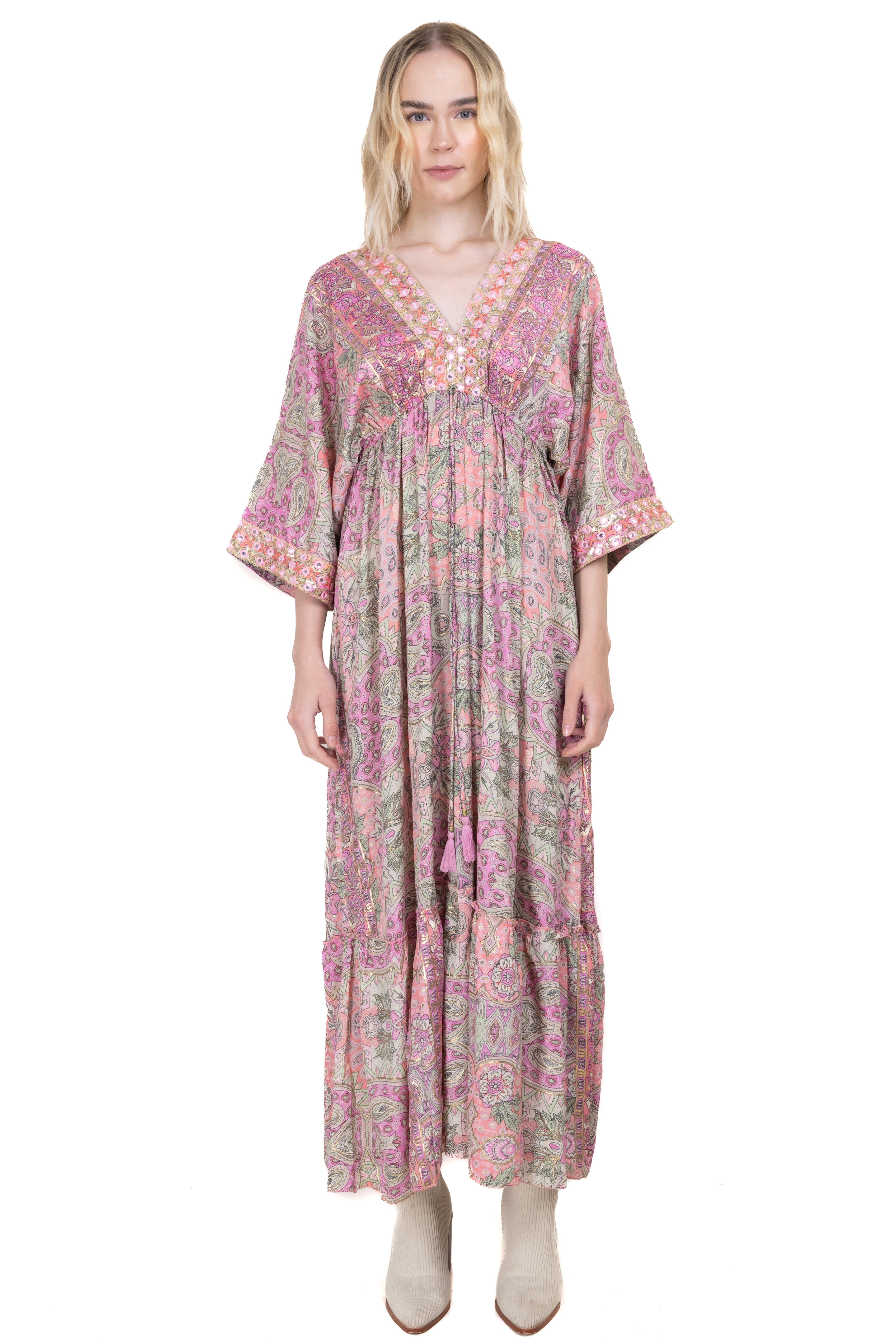 Vestido Maxi Olán Cintas ROSA COMBO