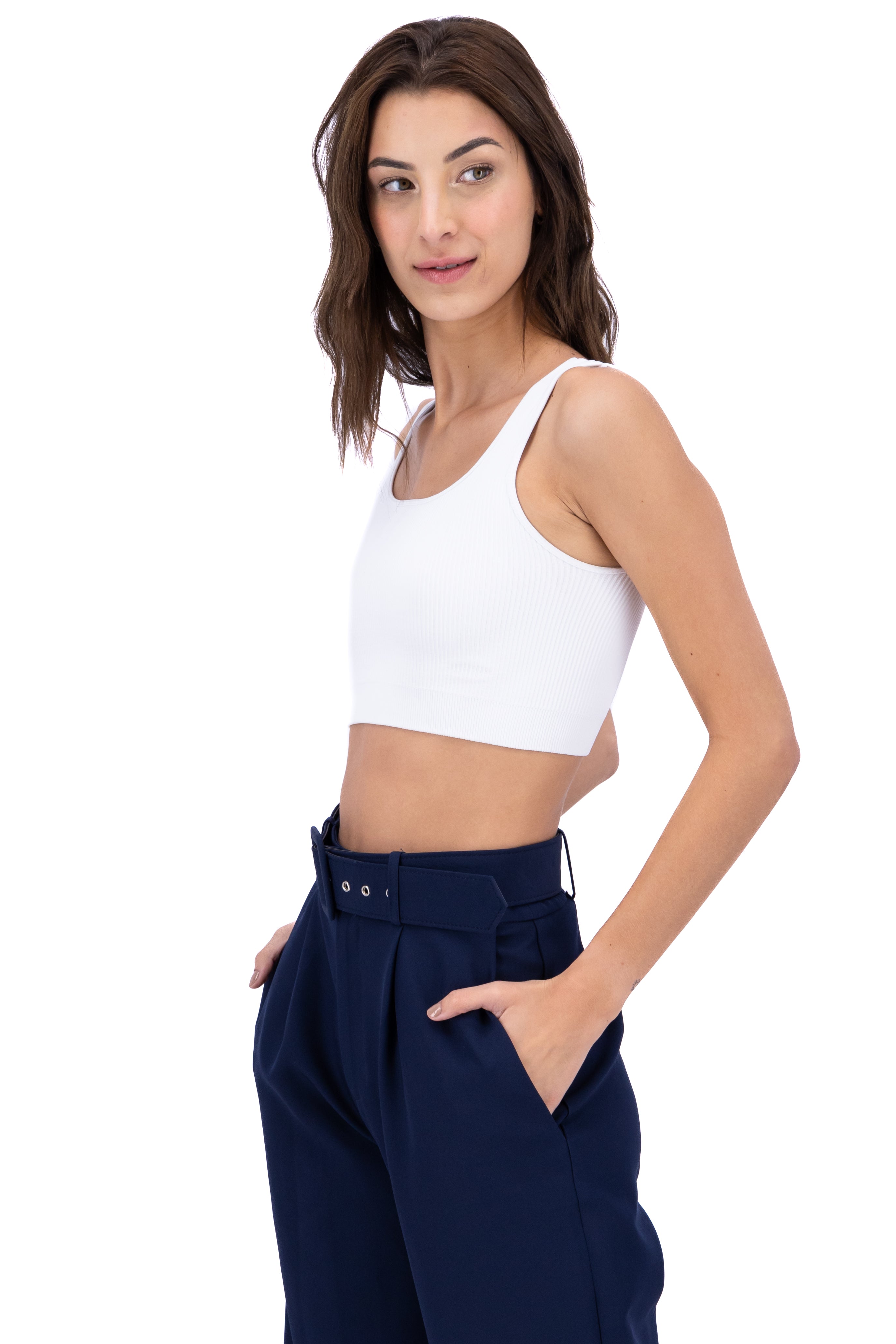Top doble tejido tirantes BLANCO
