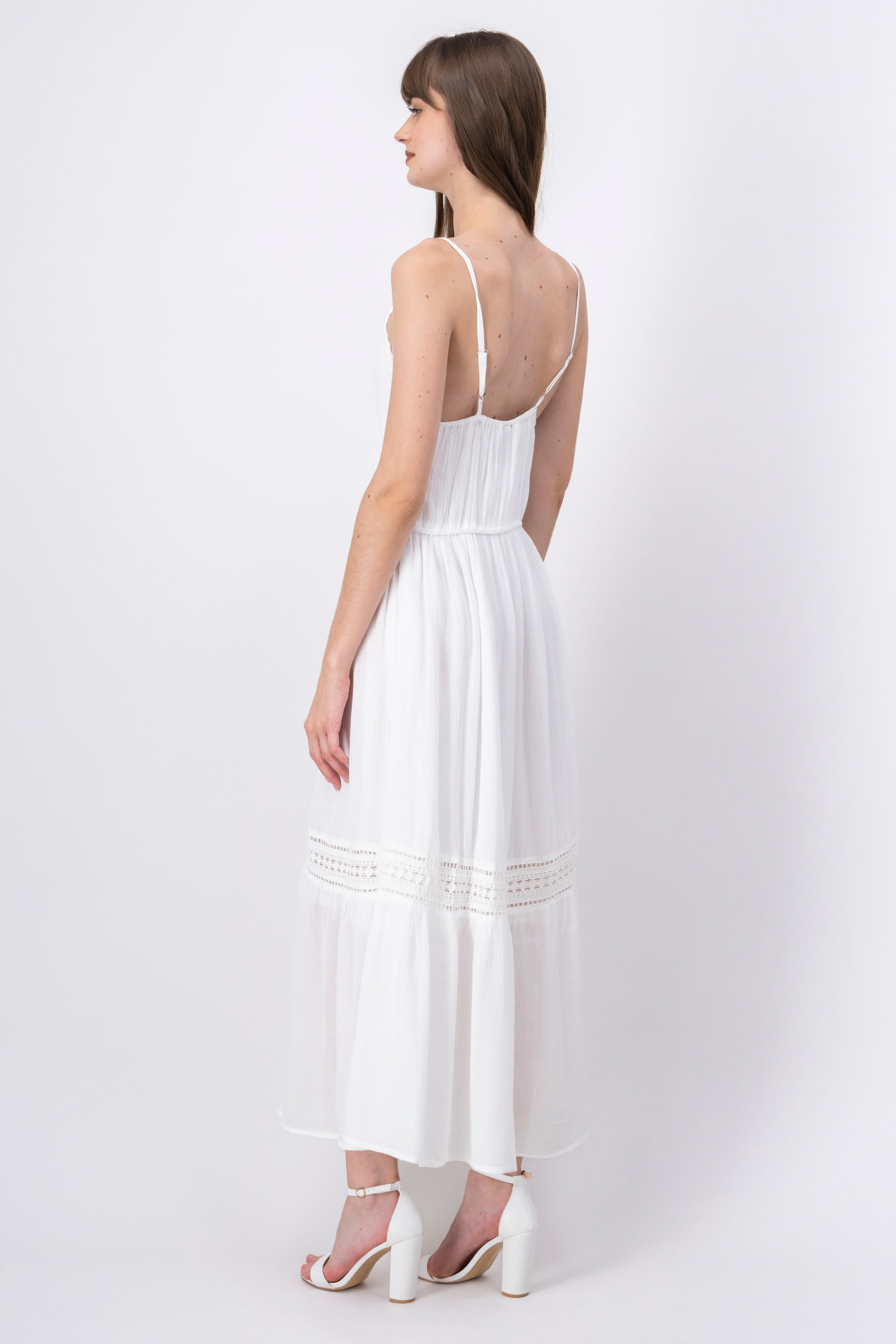 Vestido maxi detalles crochet BLANCO