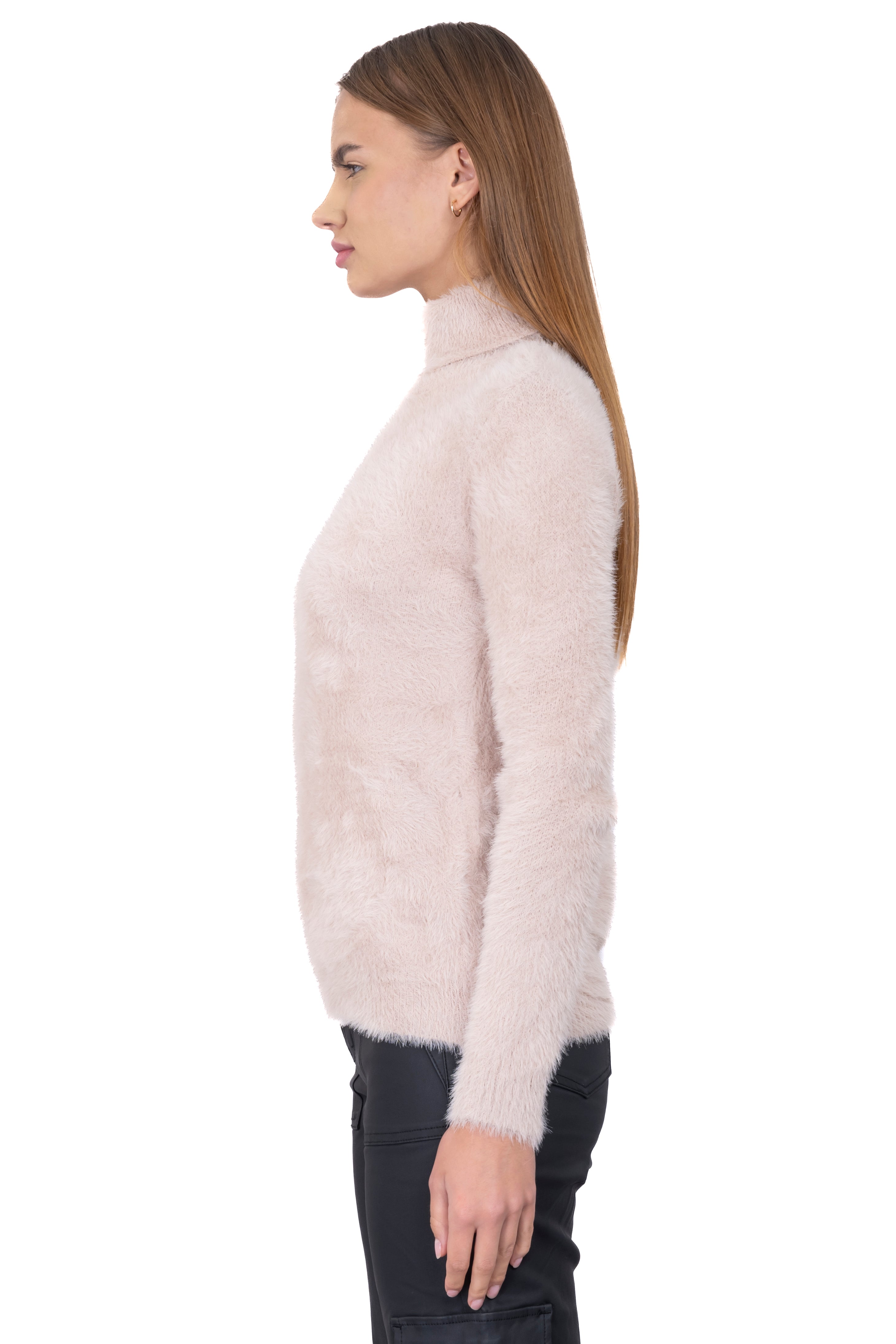 Suéter peluche cuello alto BEIGE