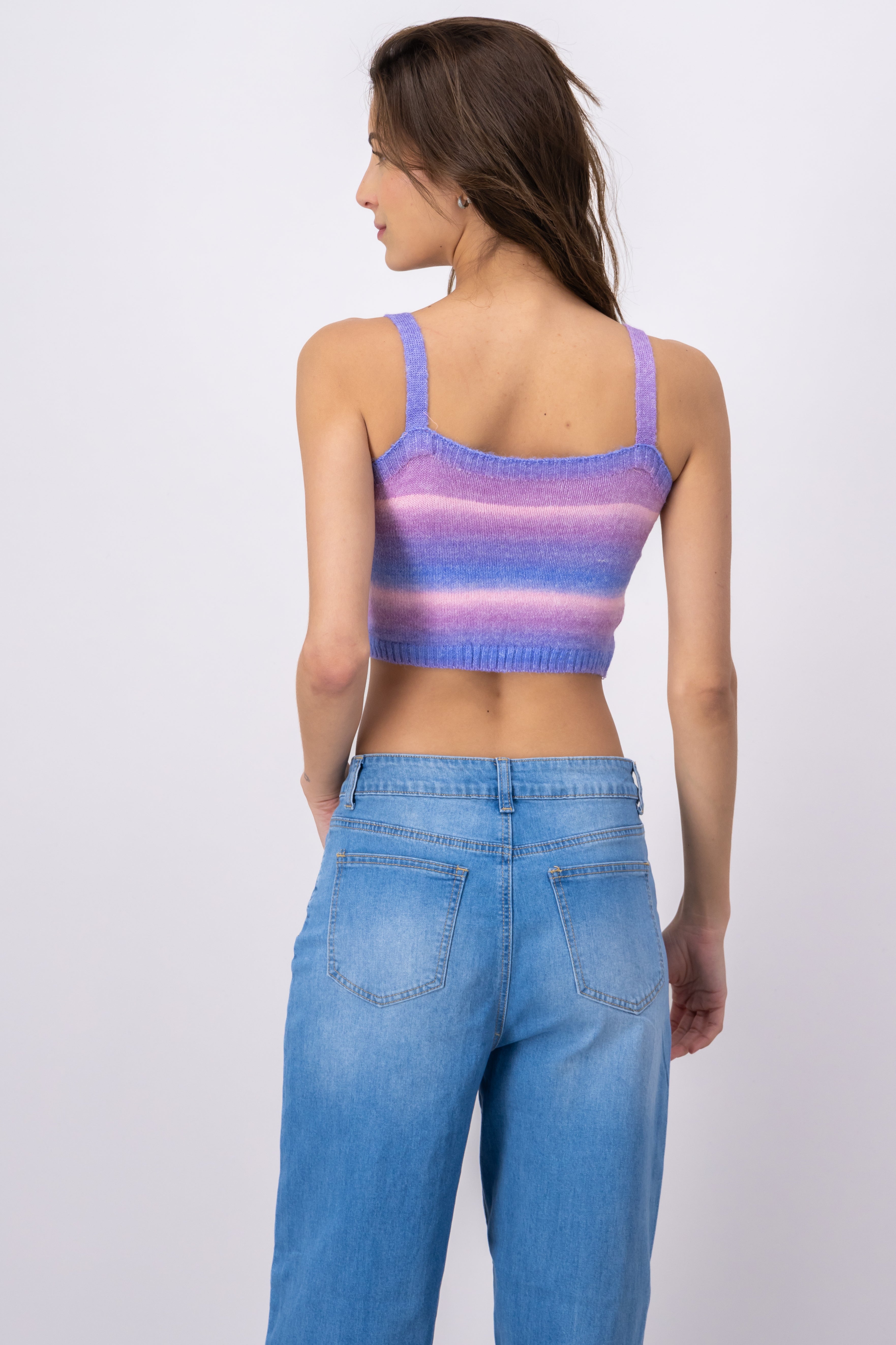 Top tejido suave rayas MORADO COMBO