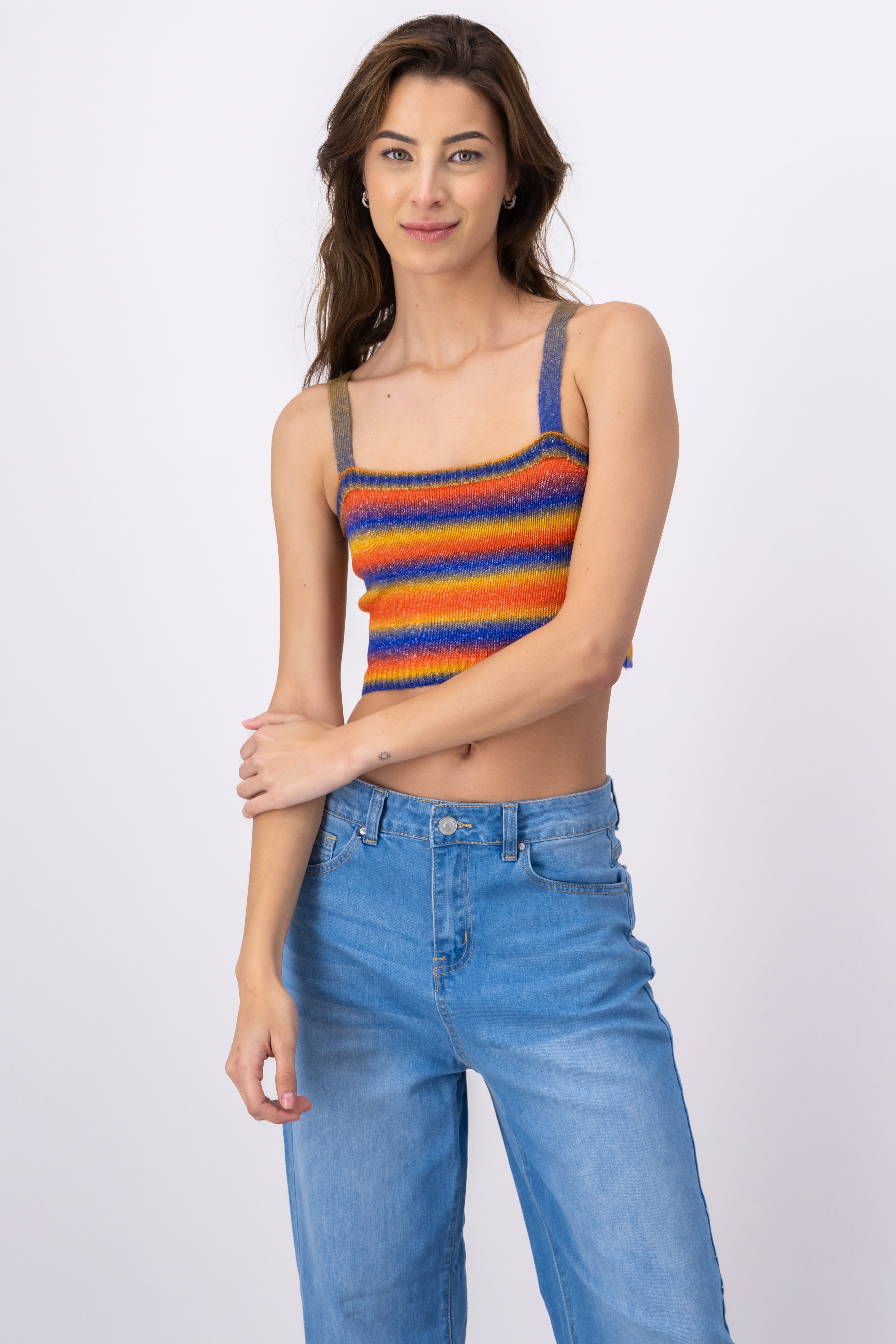 Top tejido suave rayas NARANJA COMBO