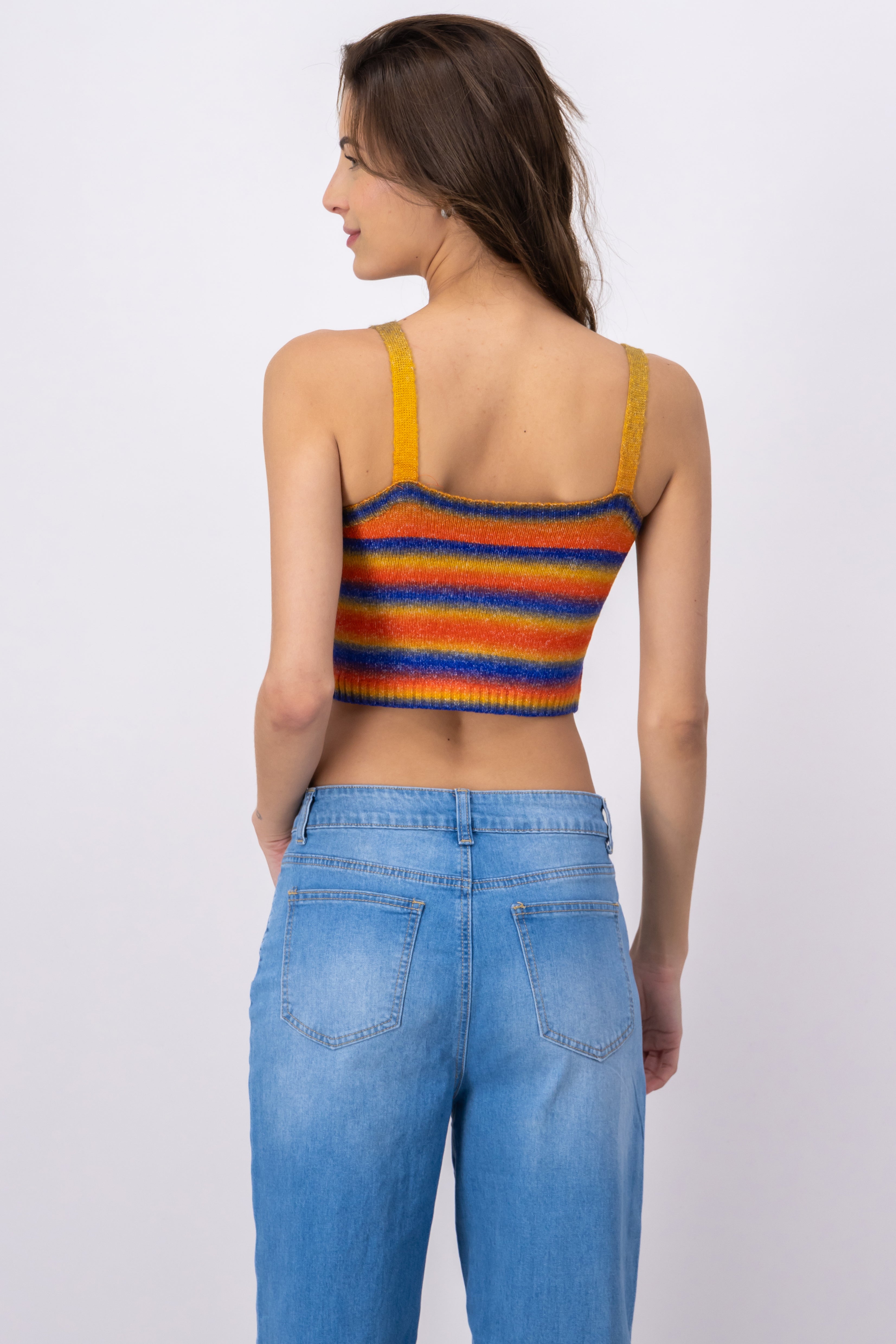 Top tejido suave rayas NARANJA COMBO