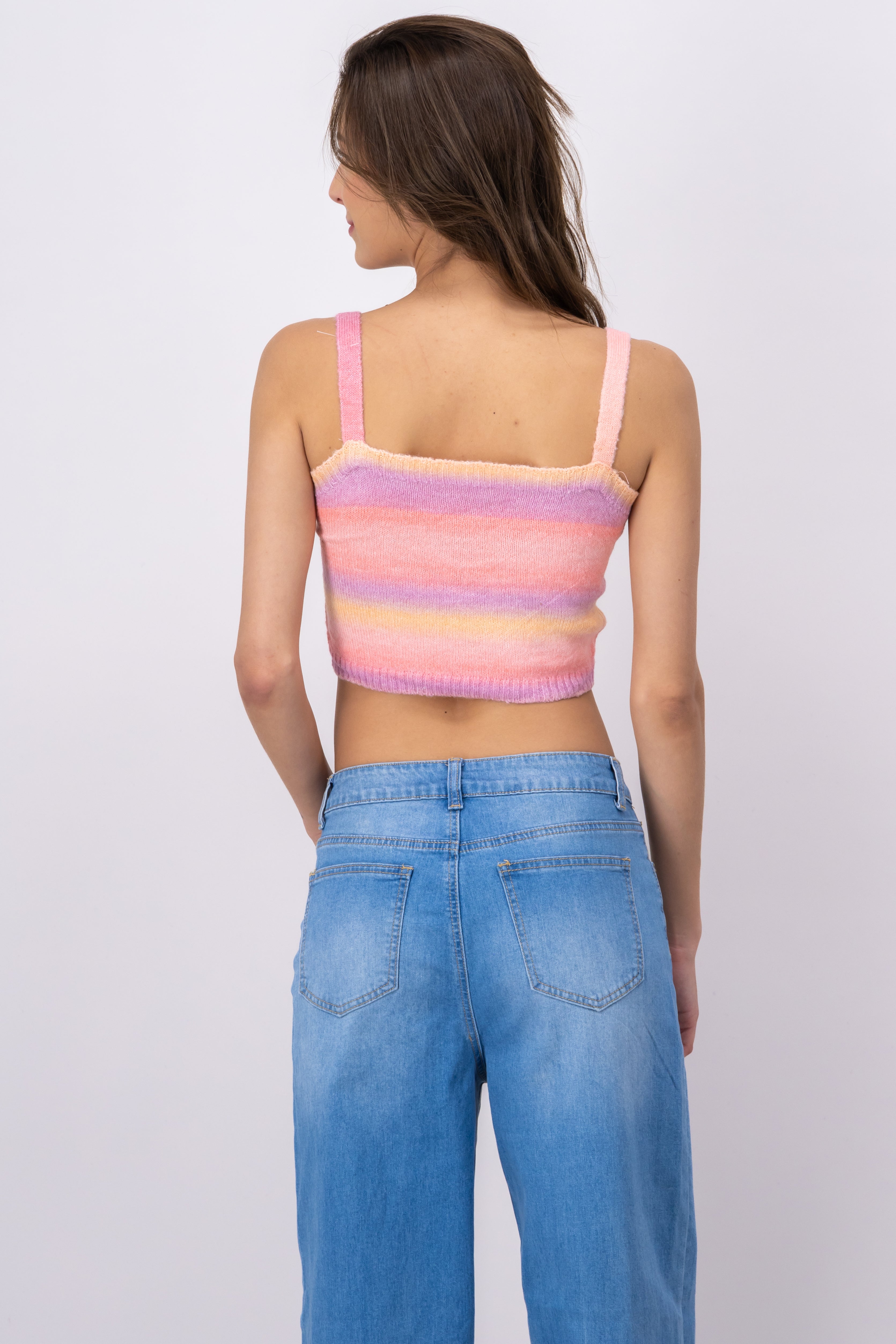 Top tejido suave rayas ROSA COMBO