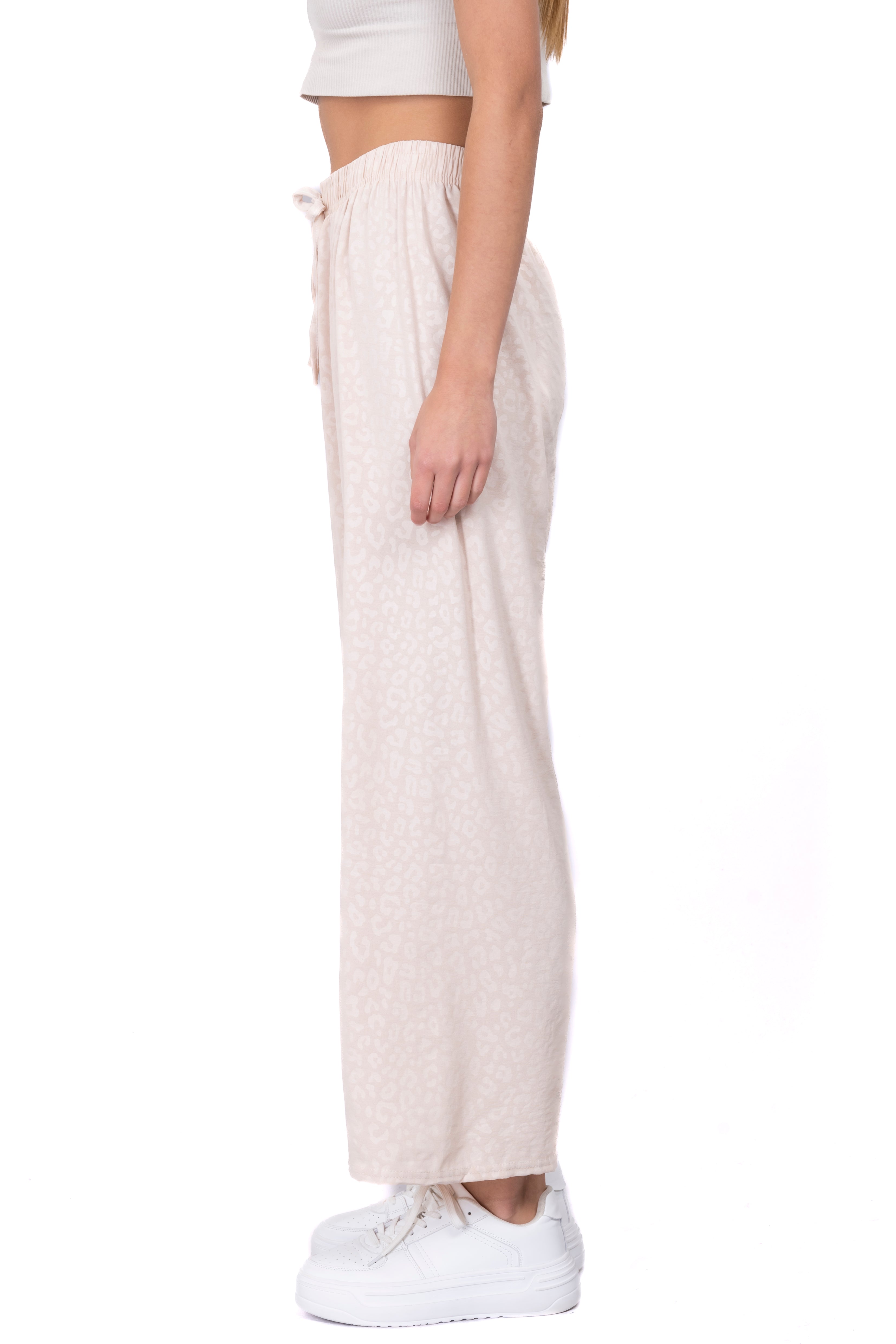Pantalón wide leg animal print BEIGE