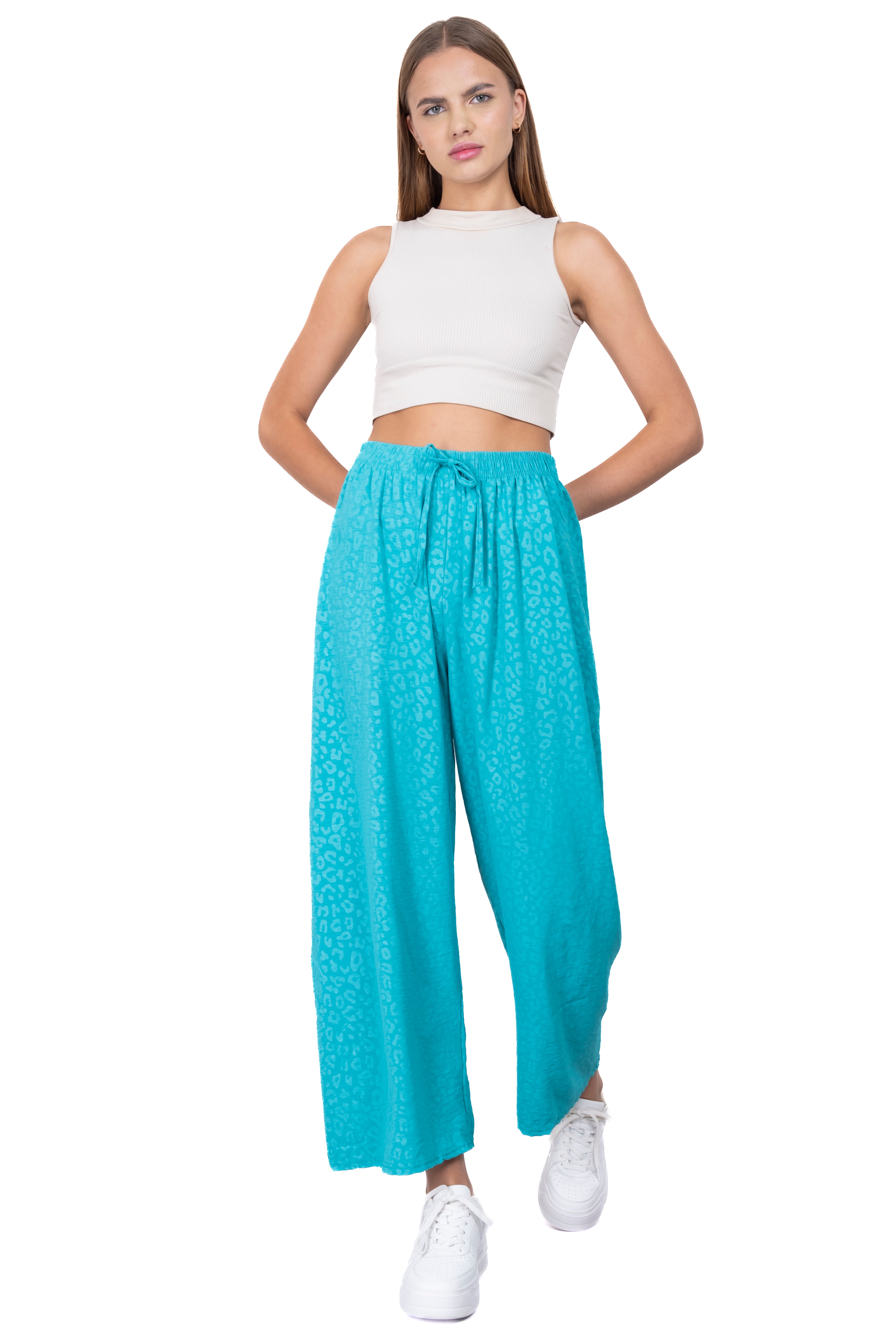 Pantalón wide leg animal print AZUL