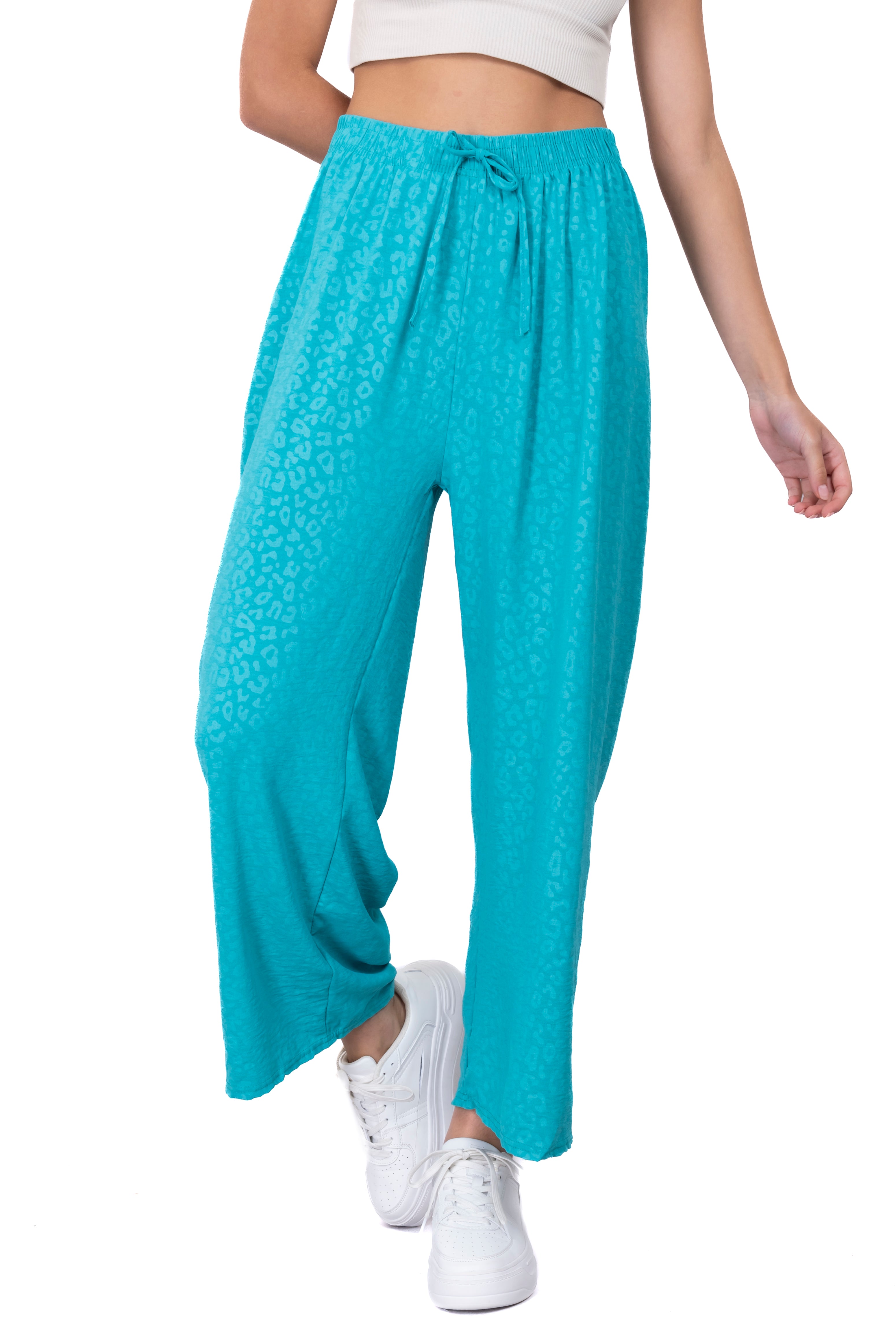 Pantalón wide leg animal print AZUL