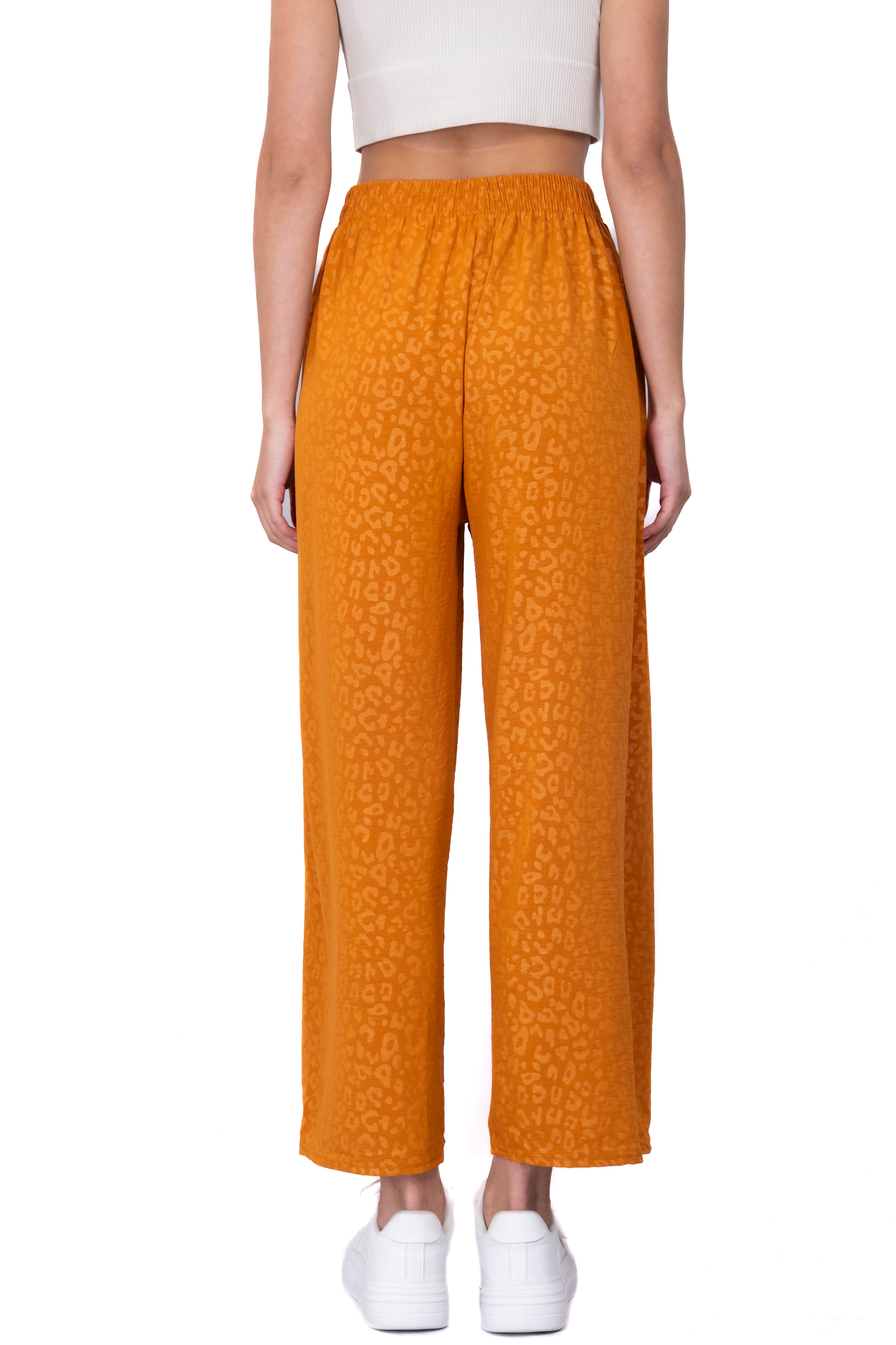 Pantalón wide leg animal print NARANJA
