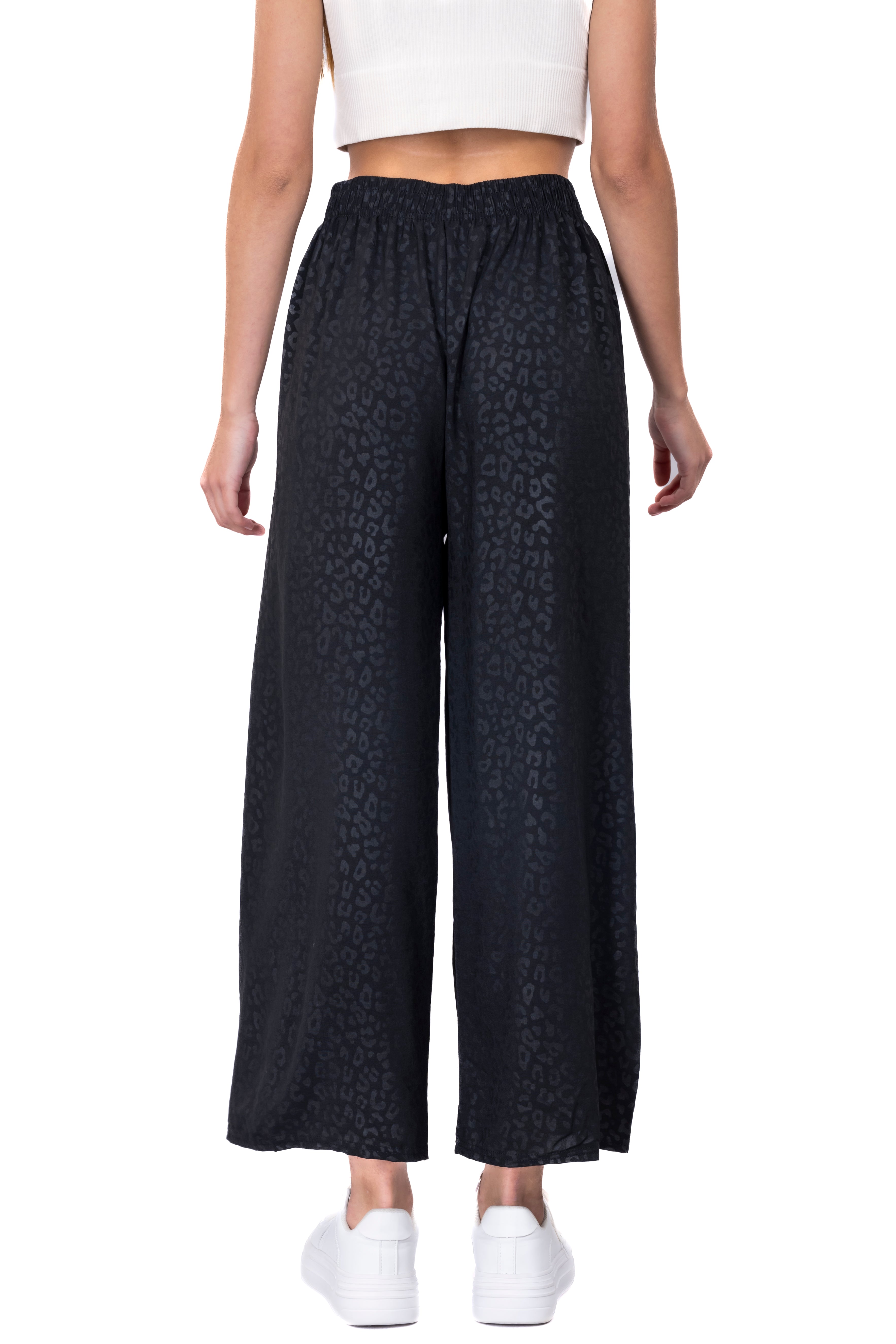Pantalón wide leg animal print NEGRO