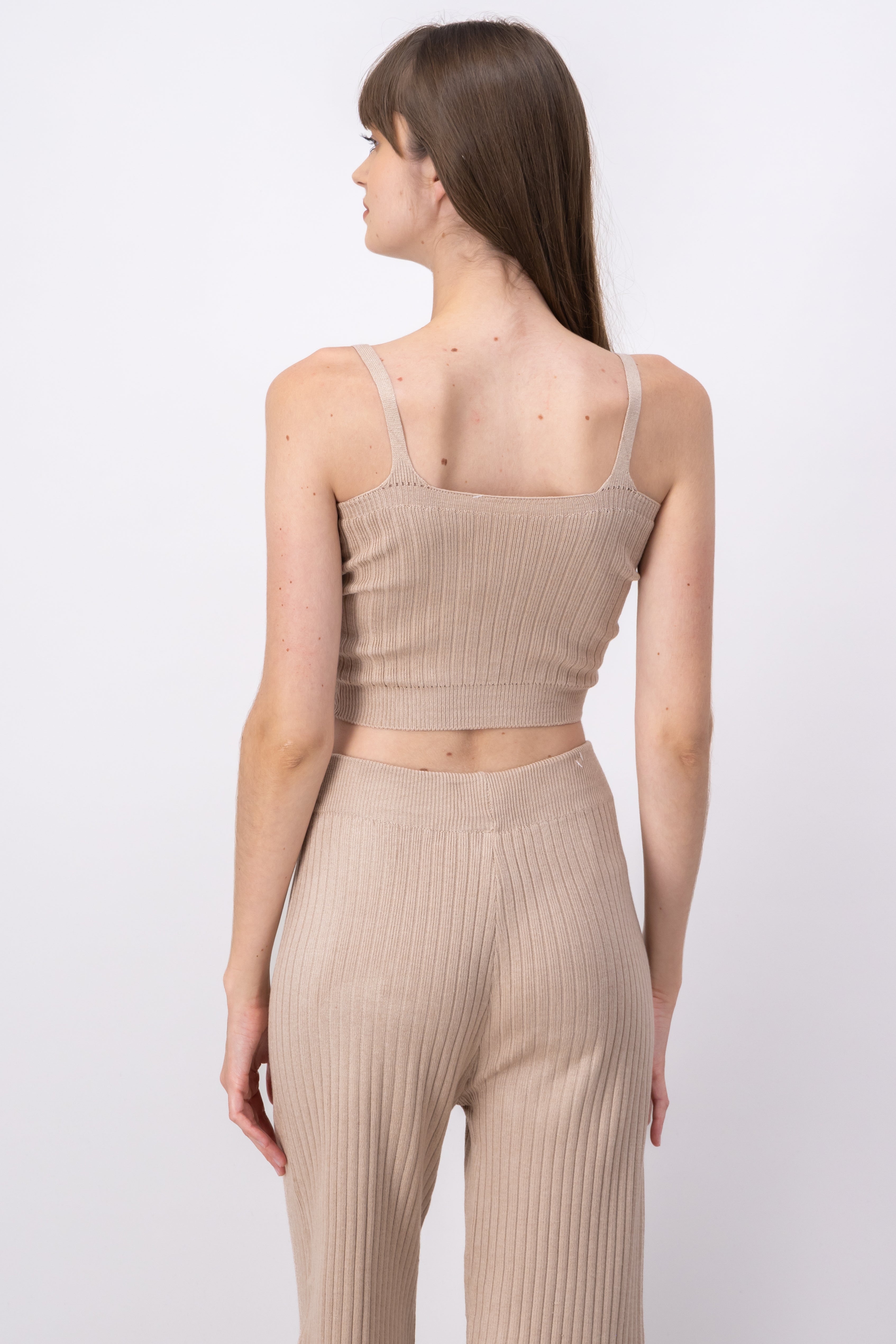 Top tejido acanalado tirantes BEIGE