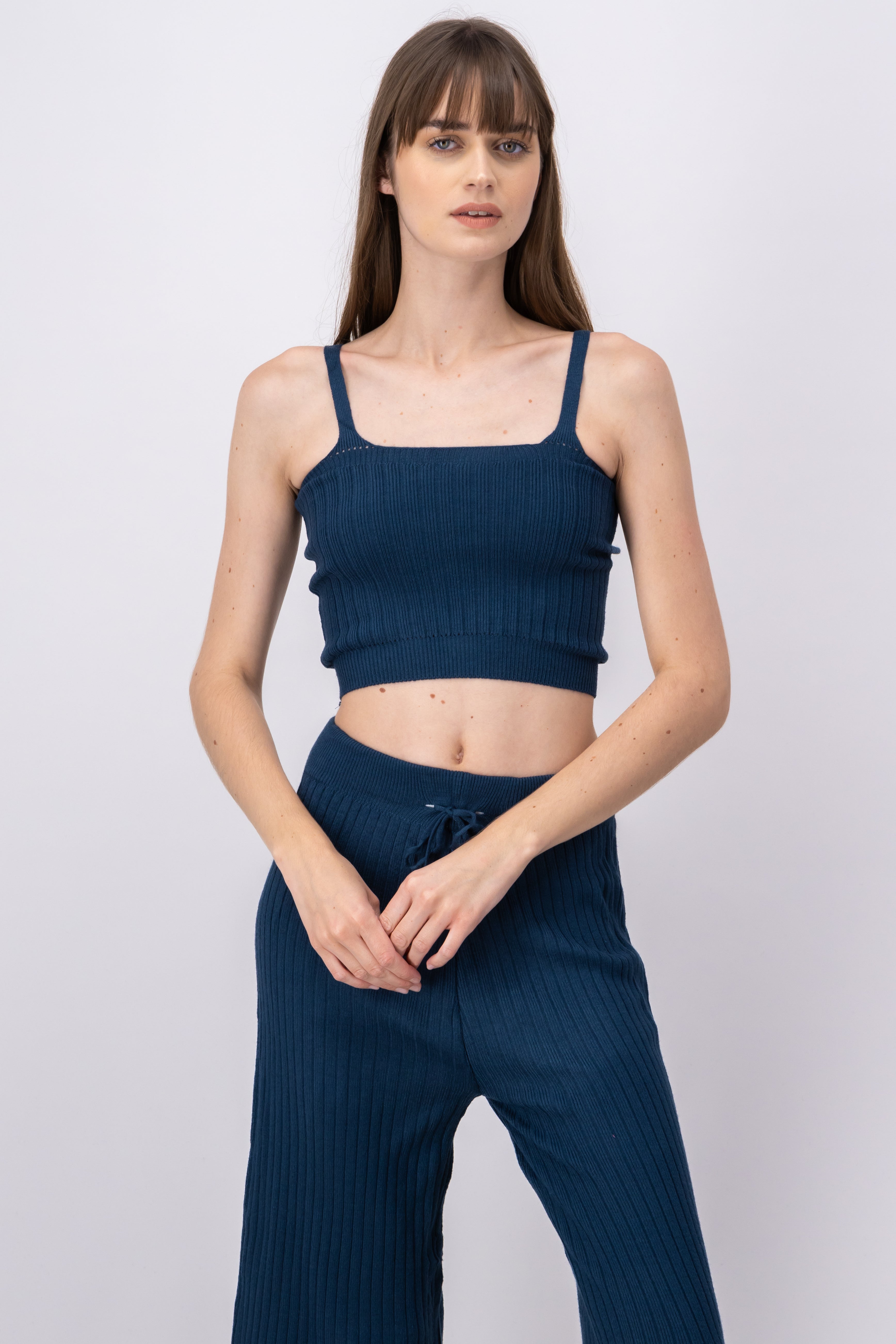 Top tejido acanalado tirantes AZUL