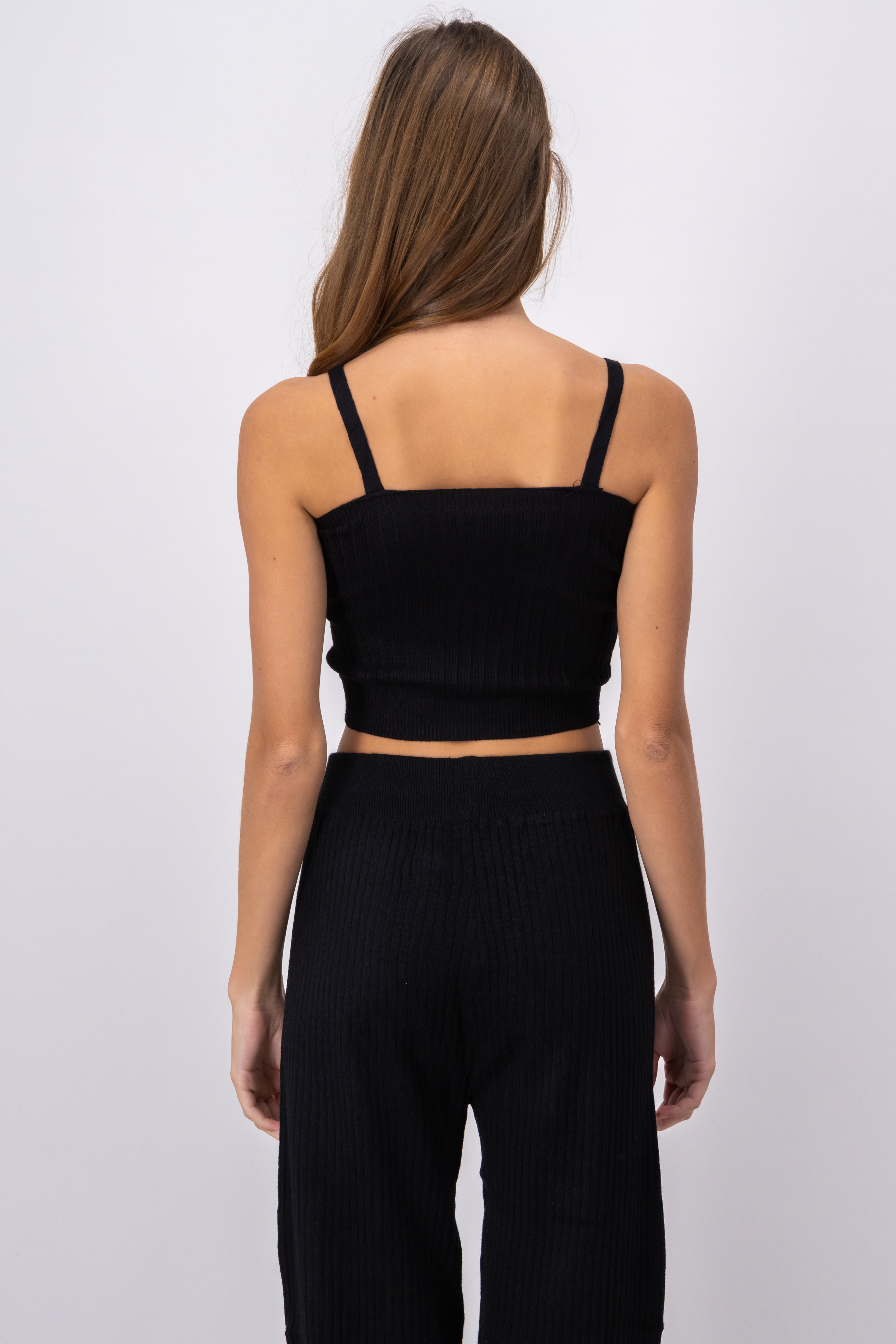 Top tejido acanalado tirantes NEGRO