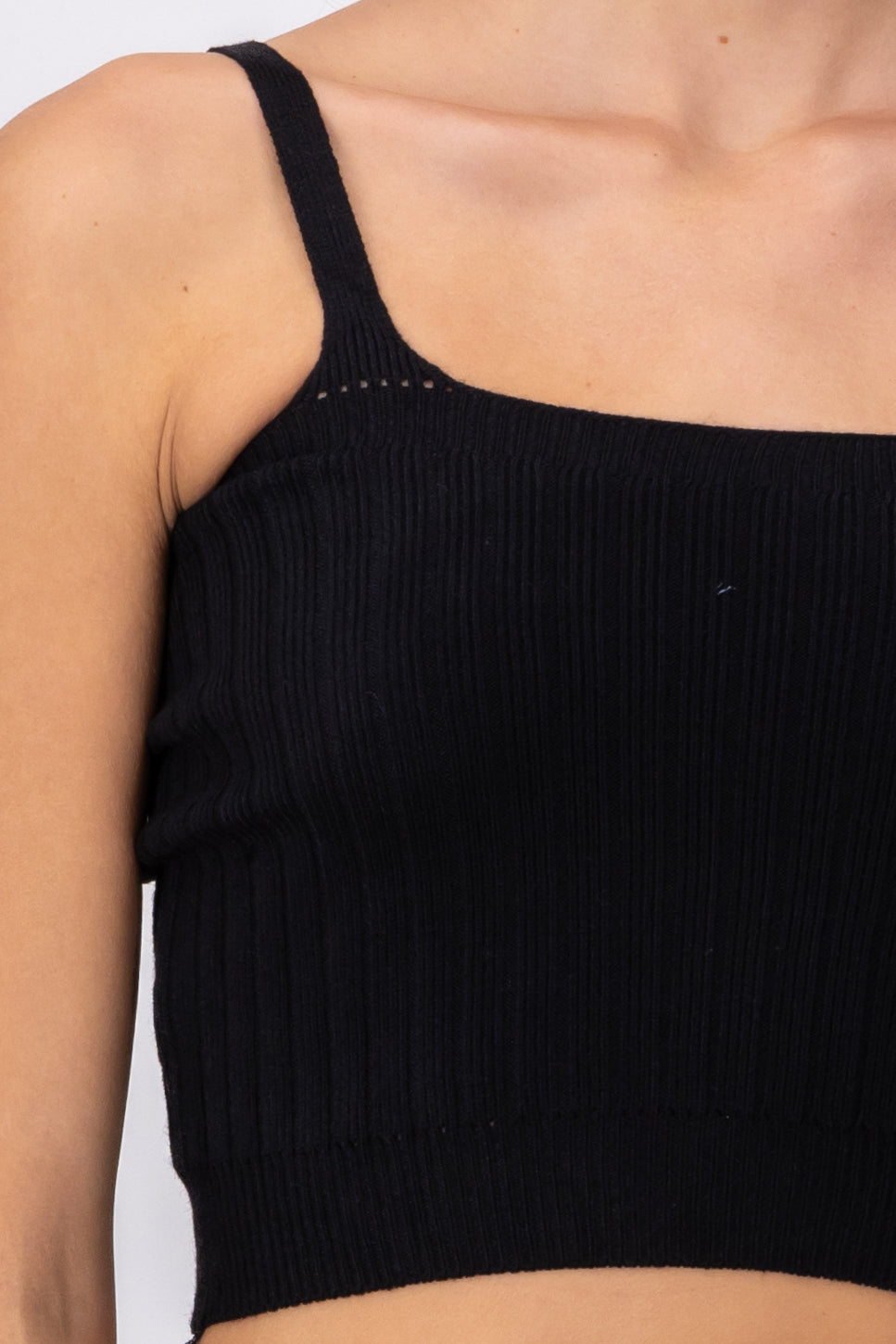 Top tejido acanalado tirantes NEGRO