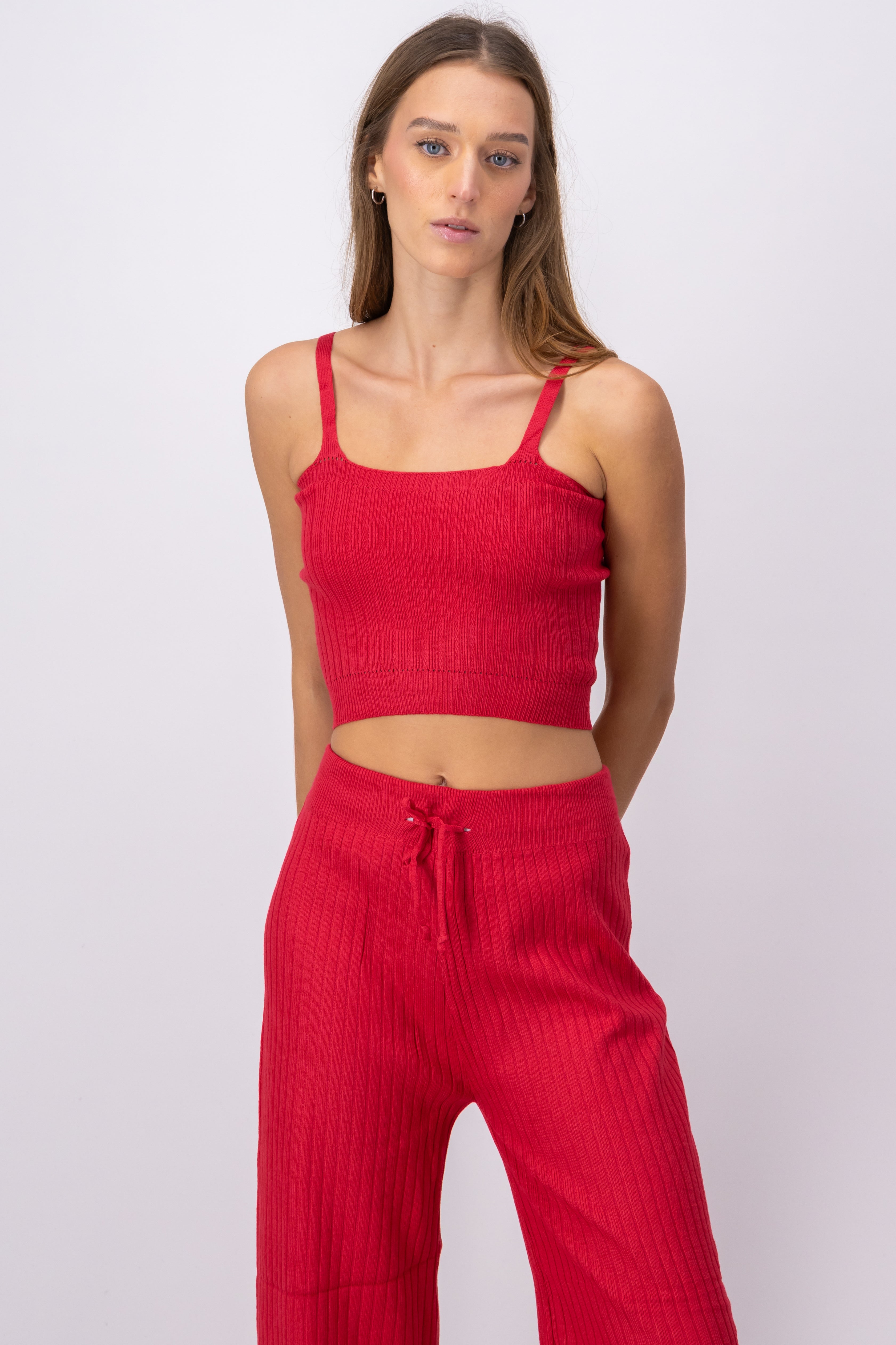 Top tejido acanalado tirantes ROJO