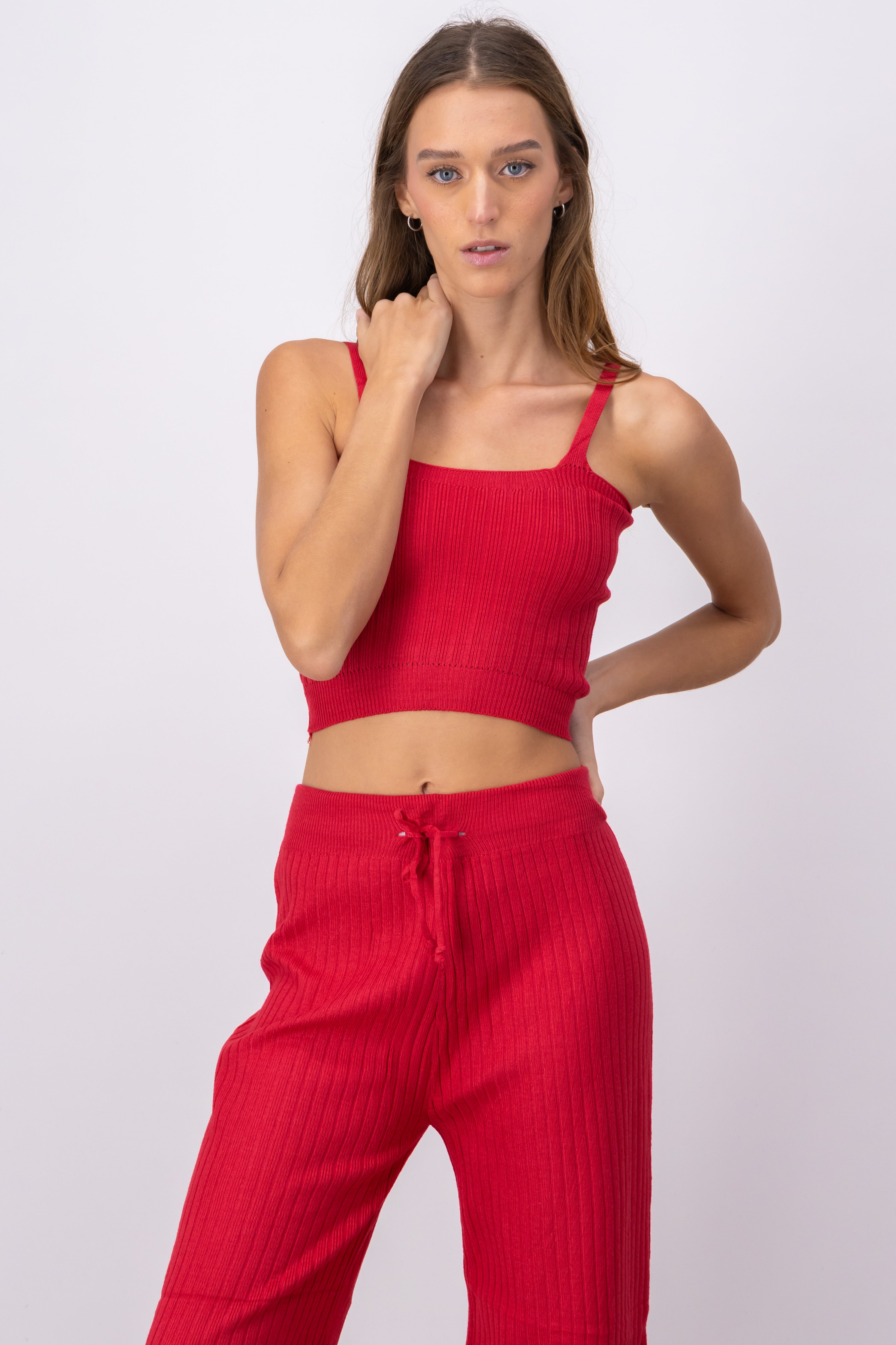 Top tejido acanalado tirantes ROJO