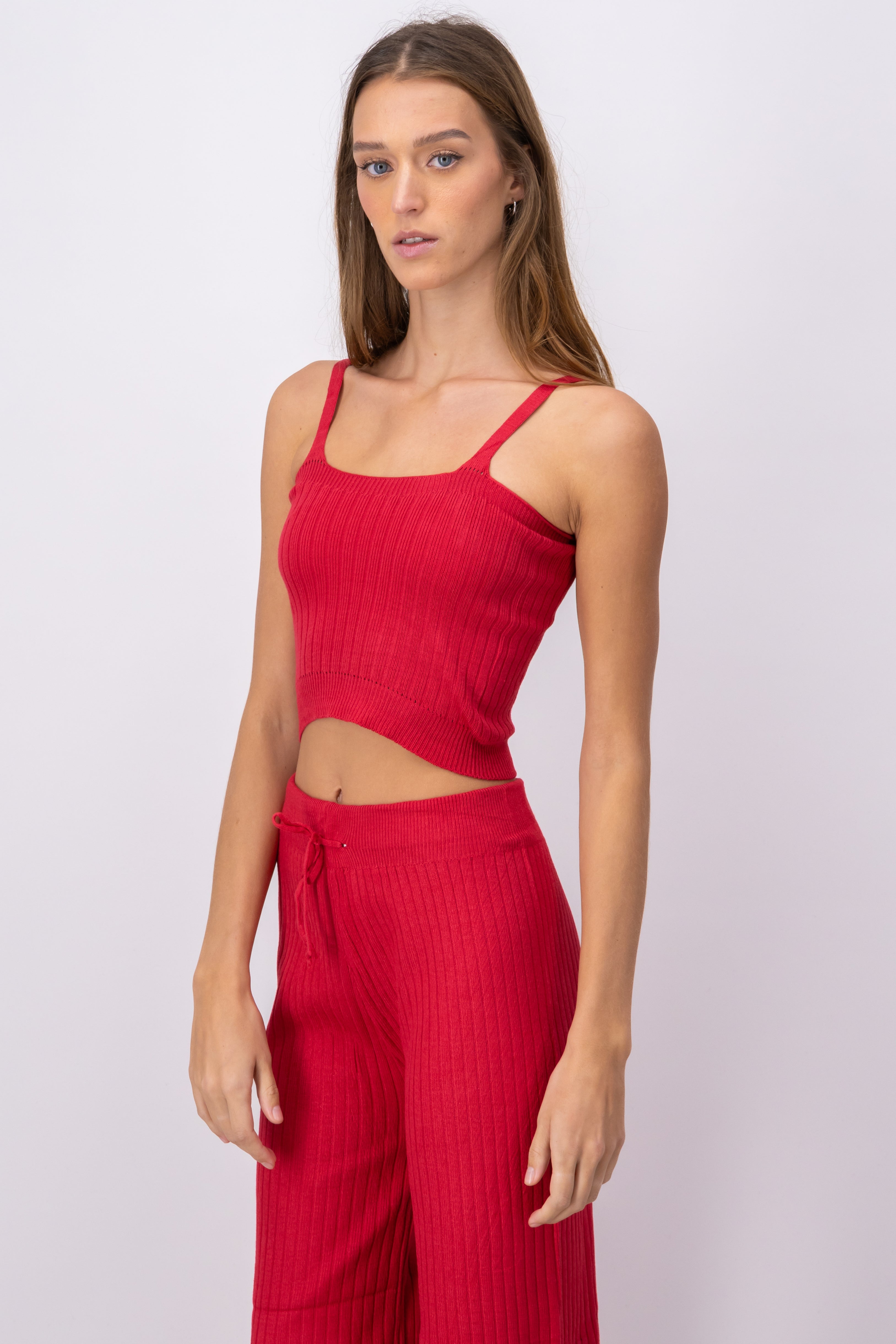 Top tejido acanalado tirantes ROJO
