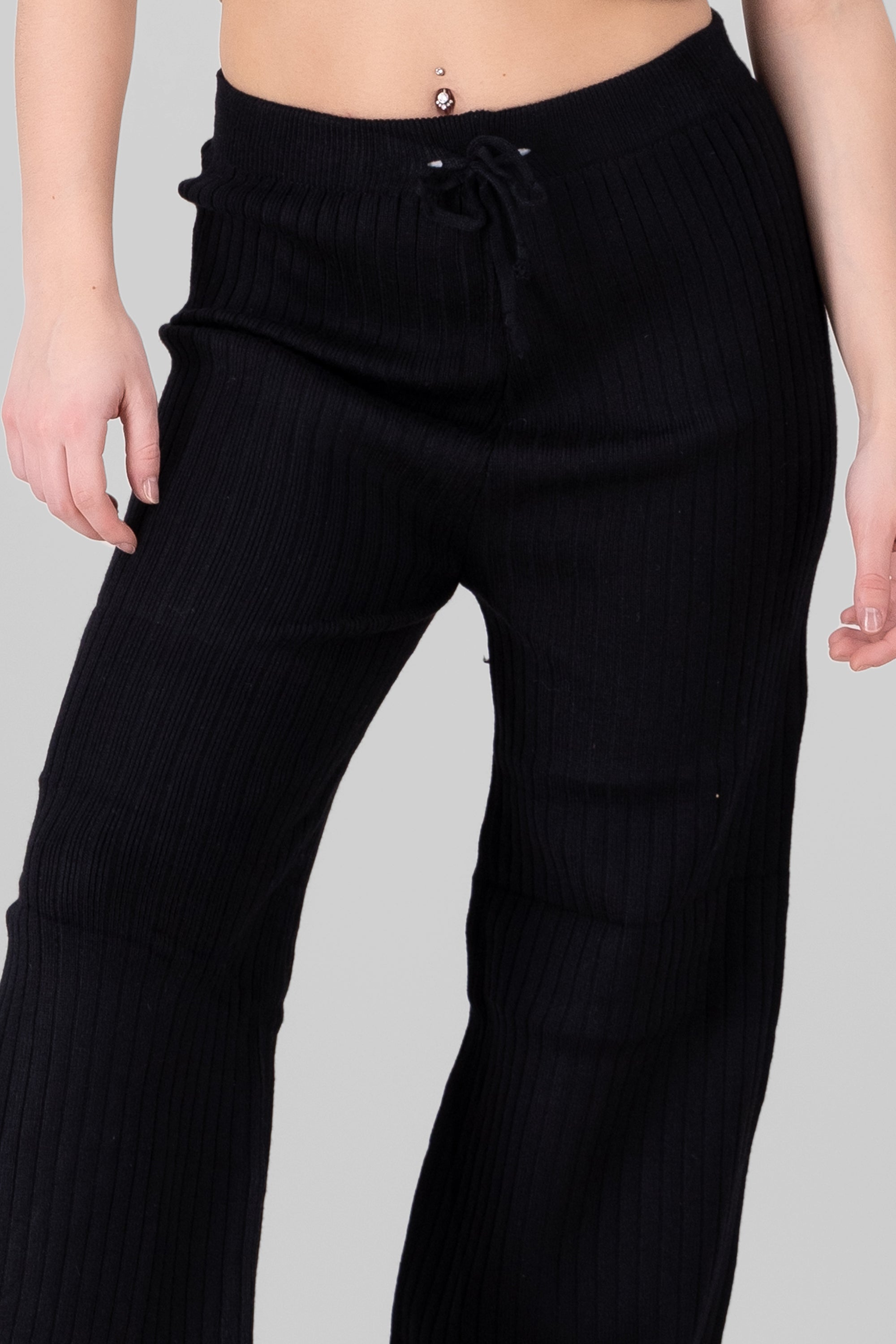 Pantalón tejido acanalado NEGRO