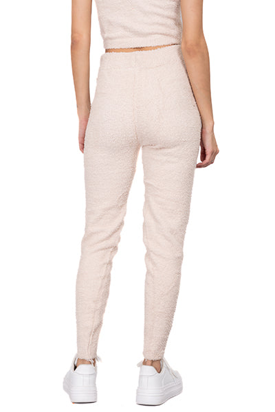 Pantalón liso textura peluche BLANCO