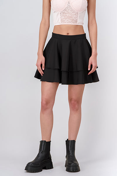 Falda mini capas olanes NEGRO