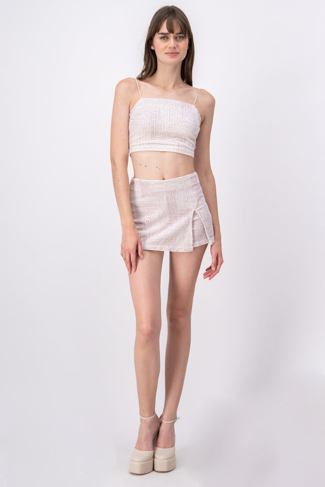 Falda short mini lurex