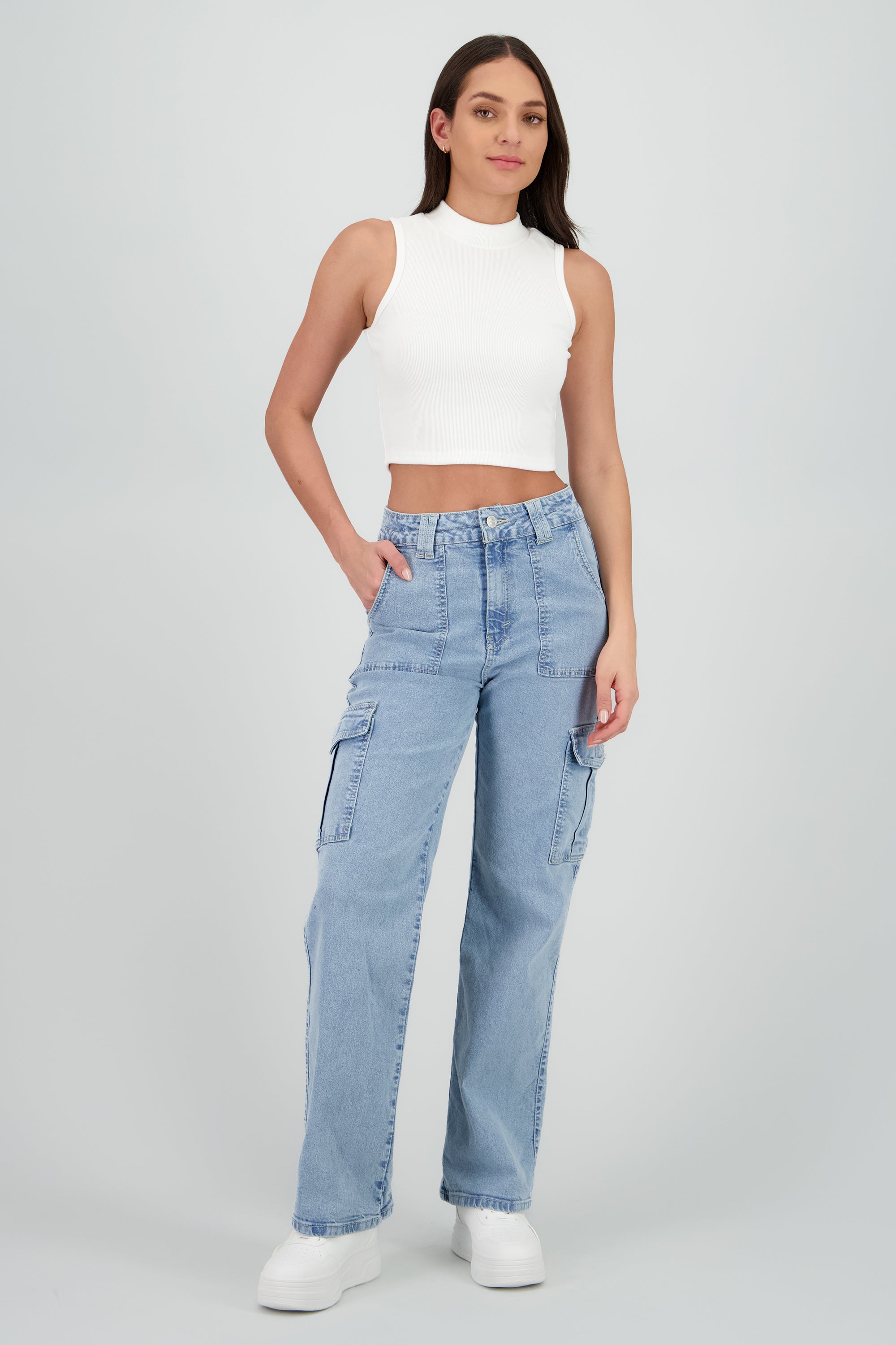 Jeans Cargo Bolsillos Laterales