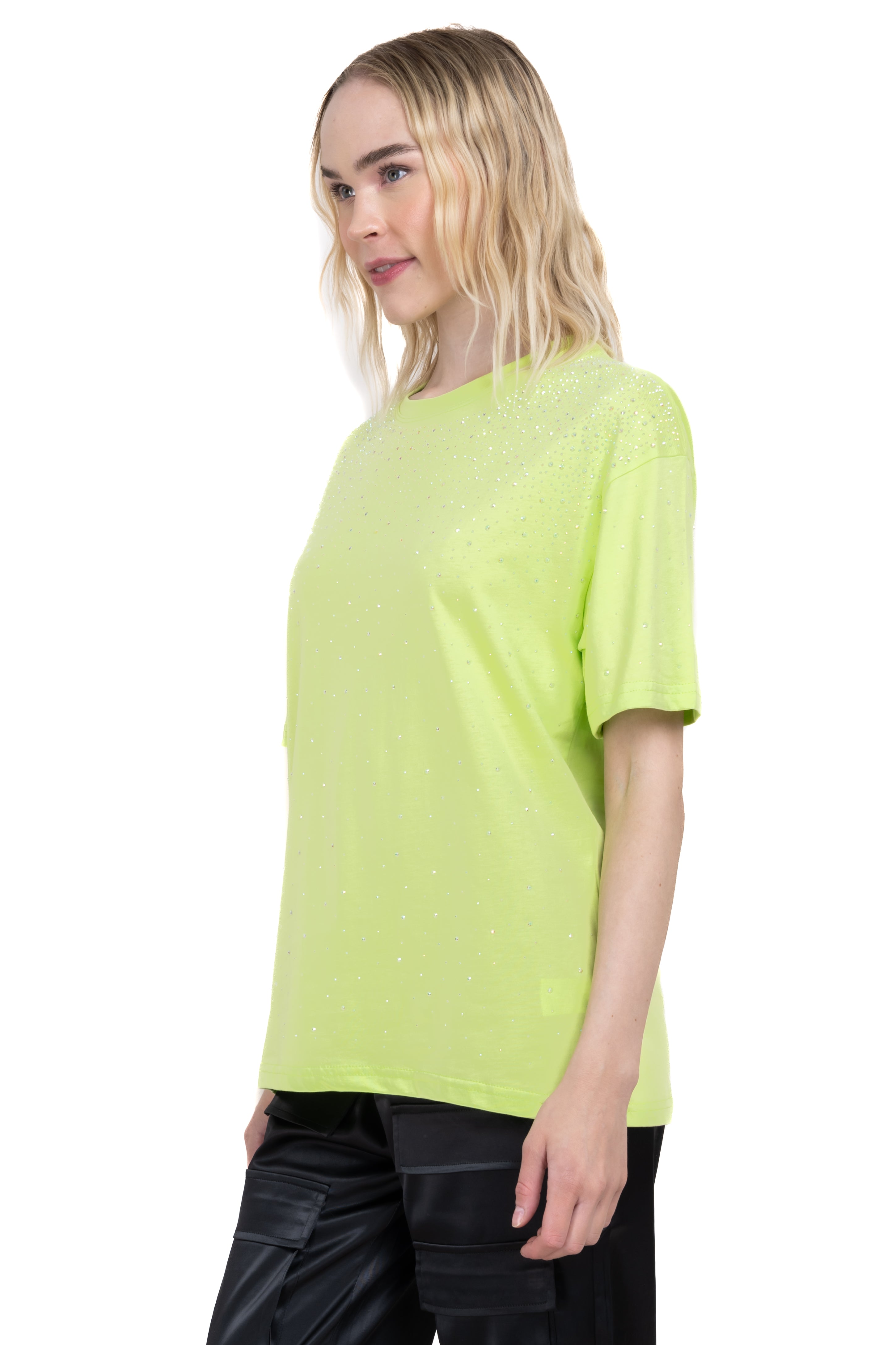 Playera cuello redondo brillos VERDE LIMA