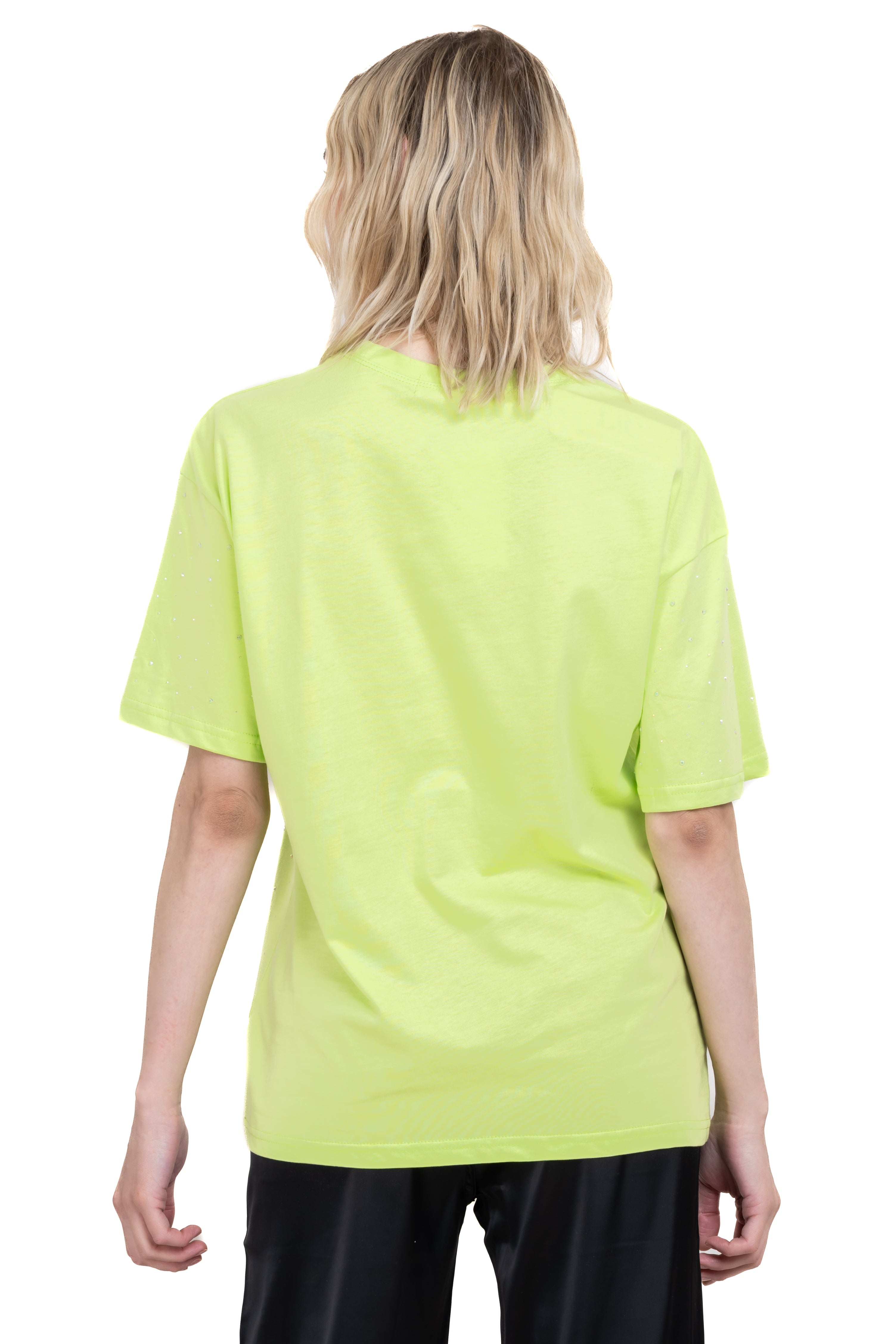 Playera cuello redondo brillos VERDE LIMA