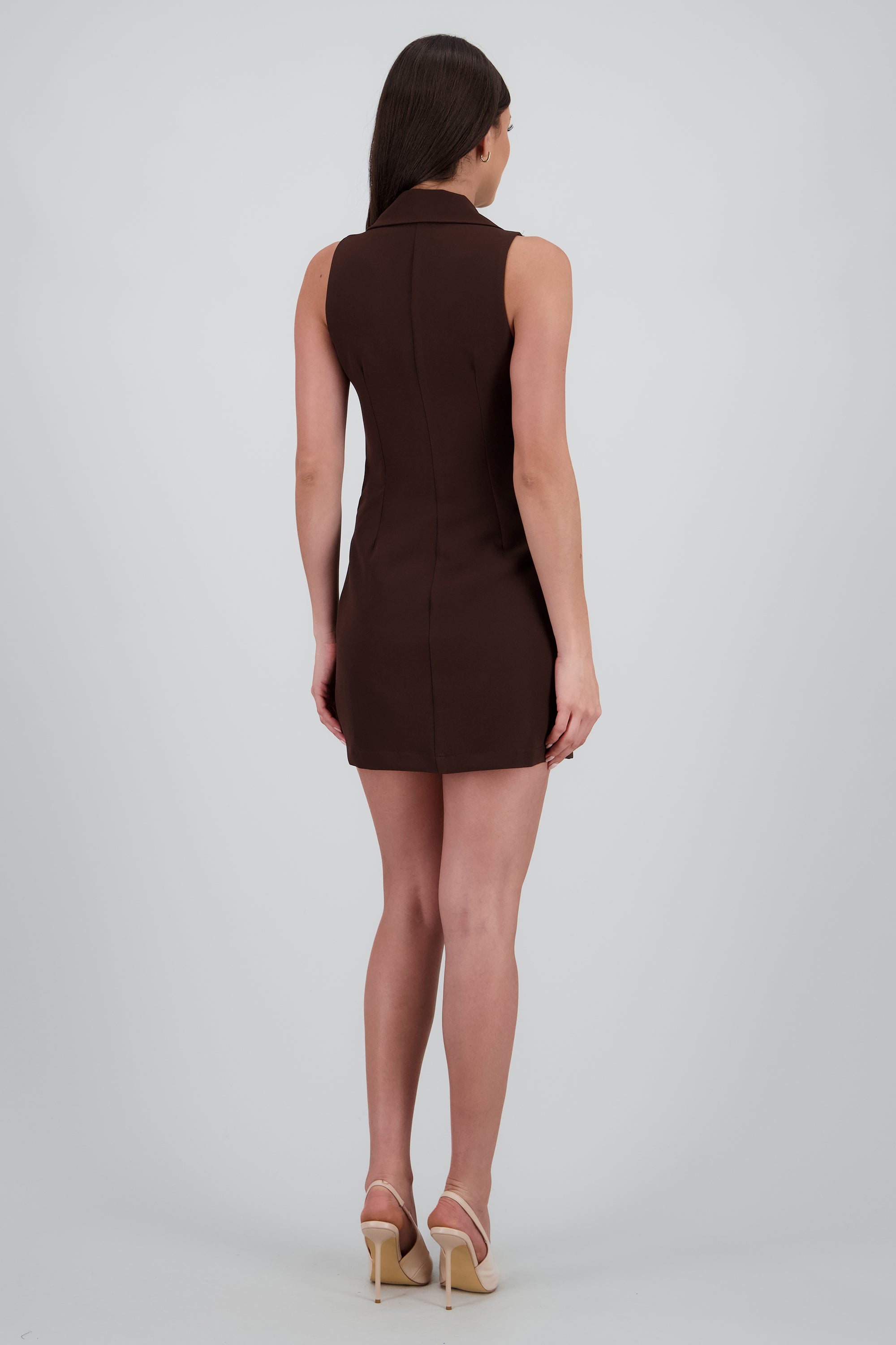 Vestido Mini Solapa Botones CHOCOLATE